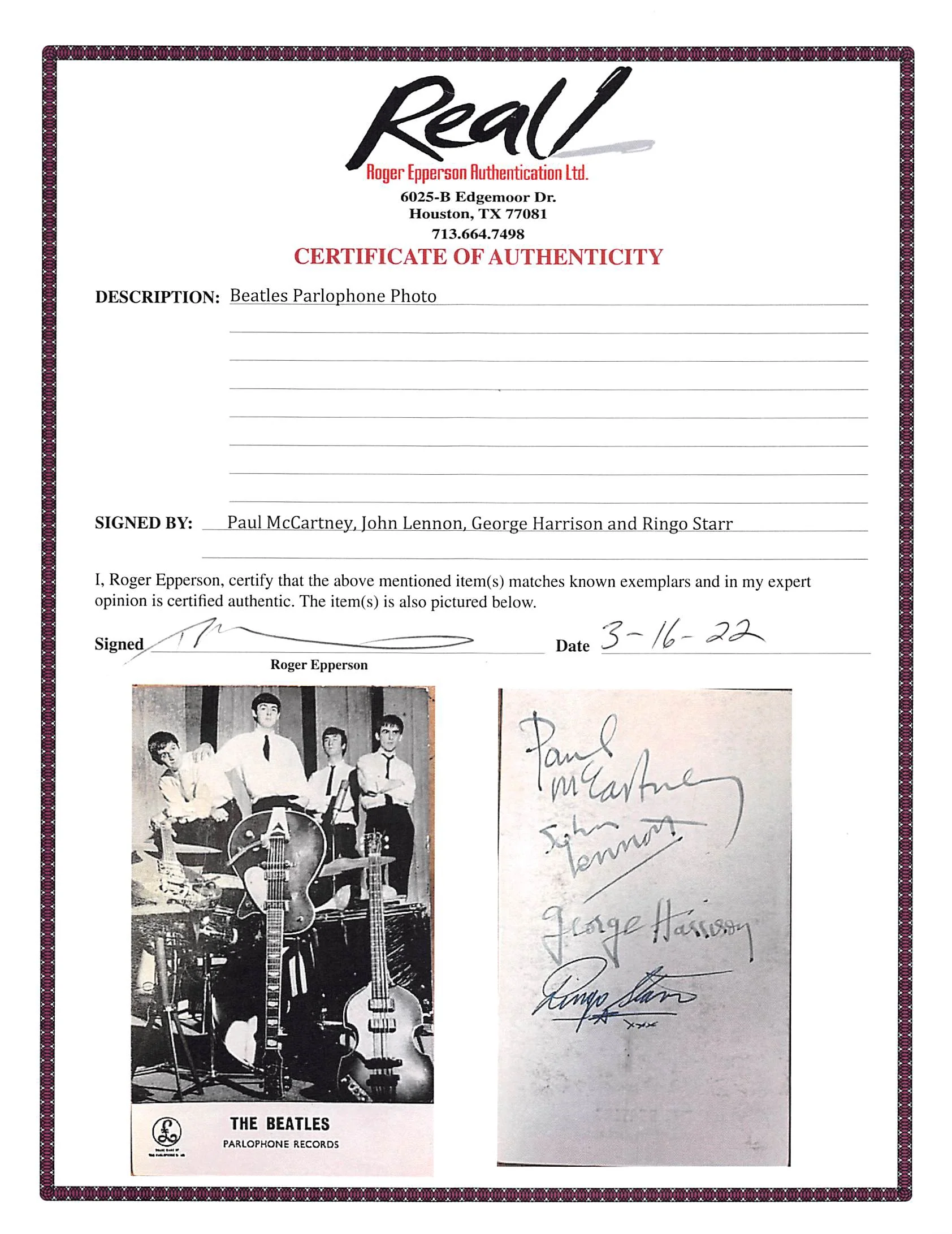 Beatles (4) Lennon, McCartney, Harrison & Starr Signed 3.5x5.75 Photo BAS Slab - Image 6