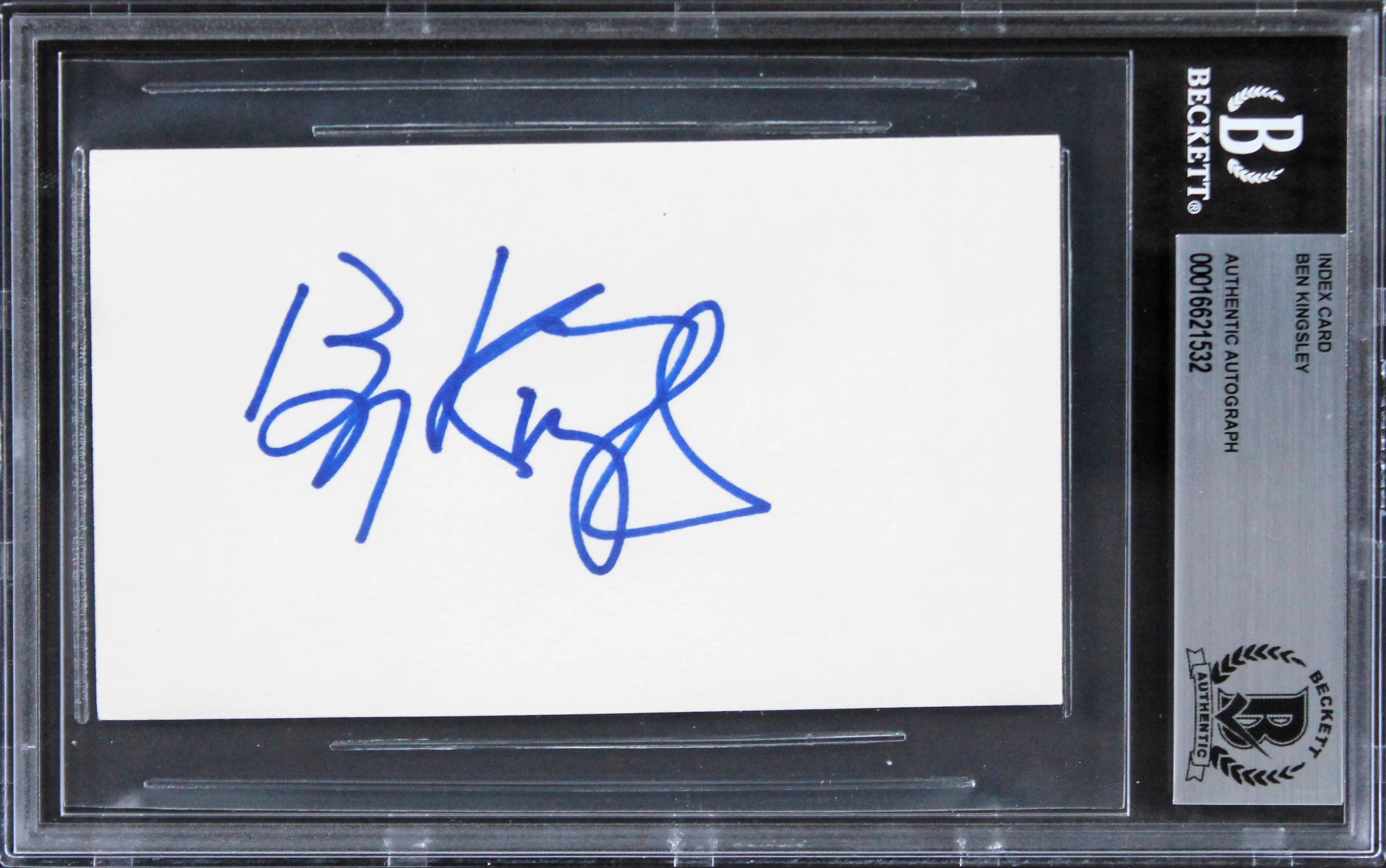 Ben Kingsley Schindler's List Authentic Signed 3x5 Index Card BAS Slabbed 2 - Image 2