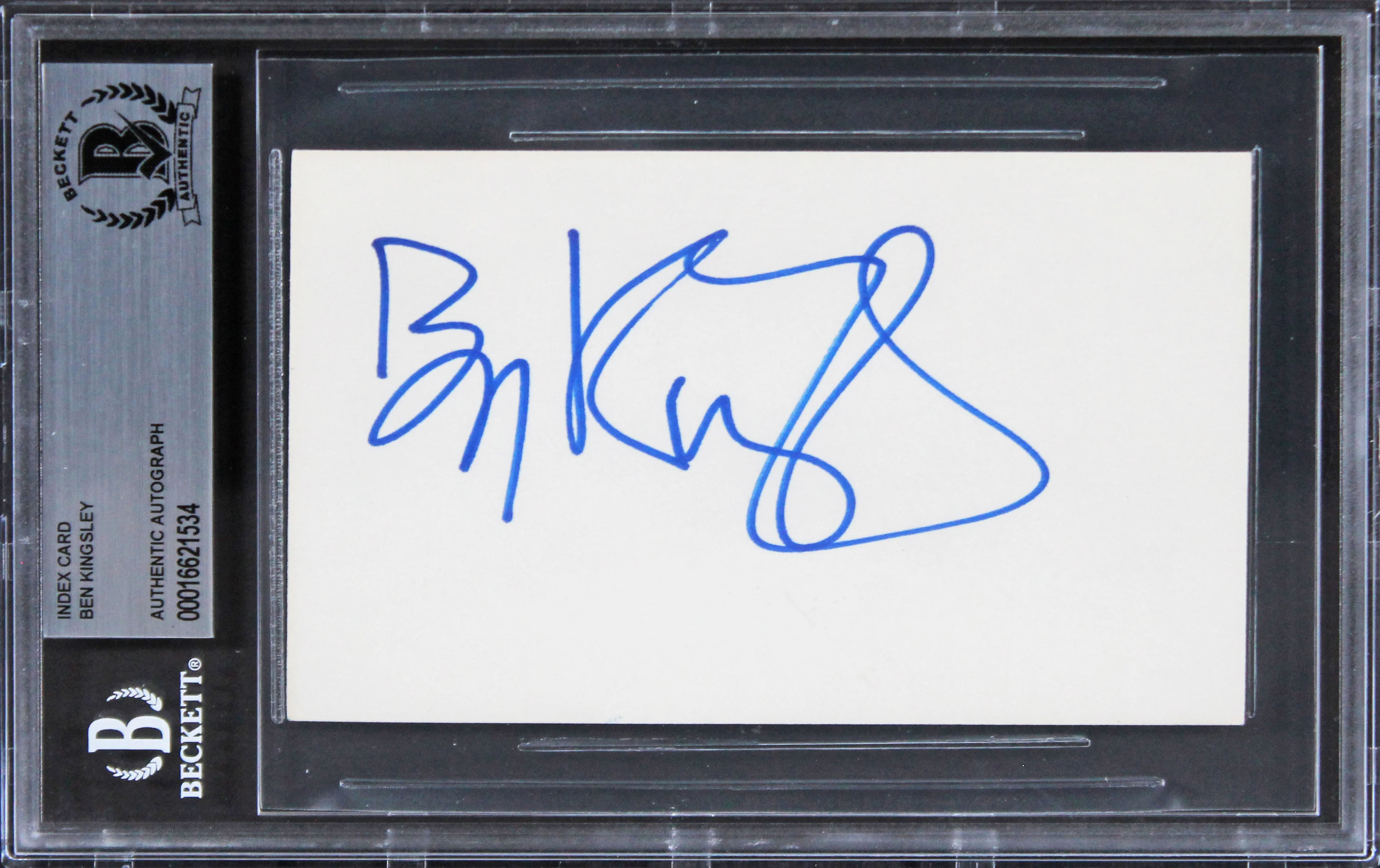 Ben Kingsley Schindler's List Authentic Signed 3x5 Index Card BAS Slabbed 3 - Image 2