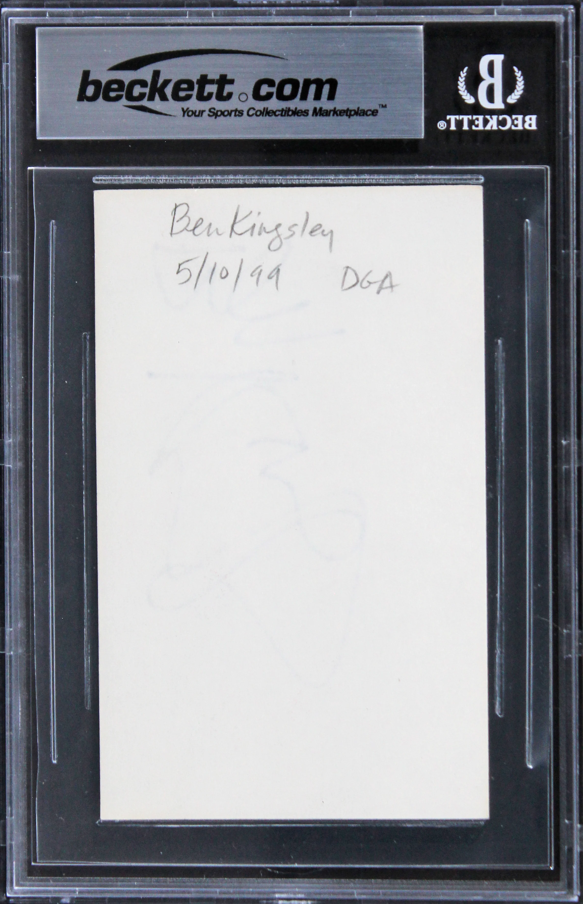 Ben Kingsley Schindler's List Authentic Signed 3x5 Index Card BAS Slabbed 3 - Image 3