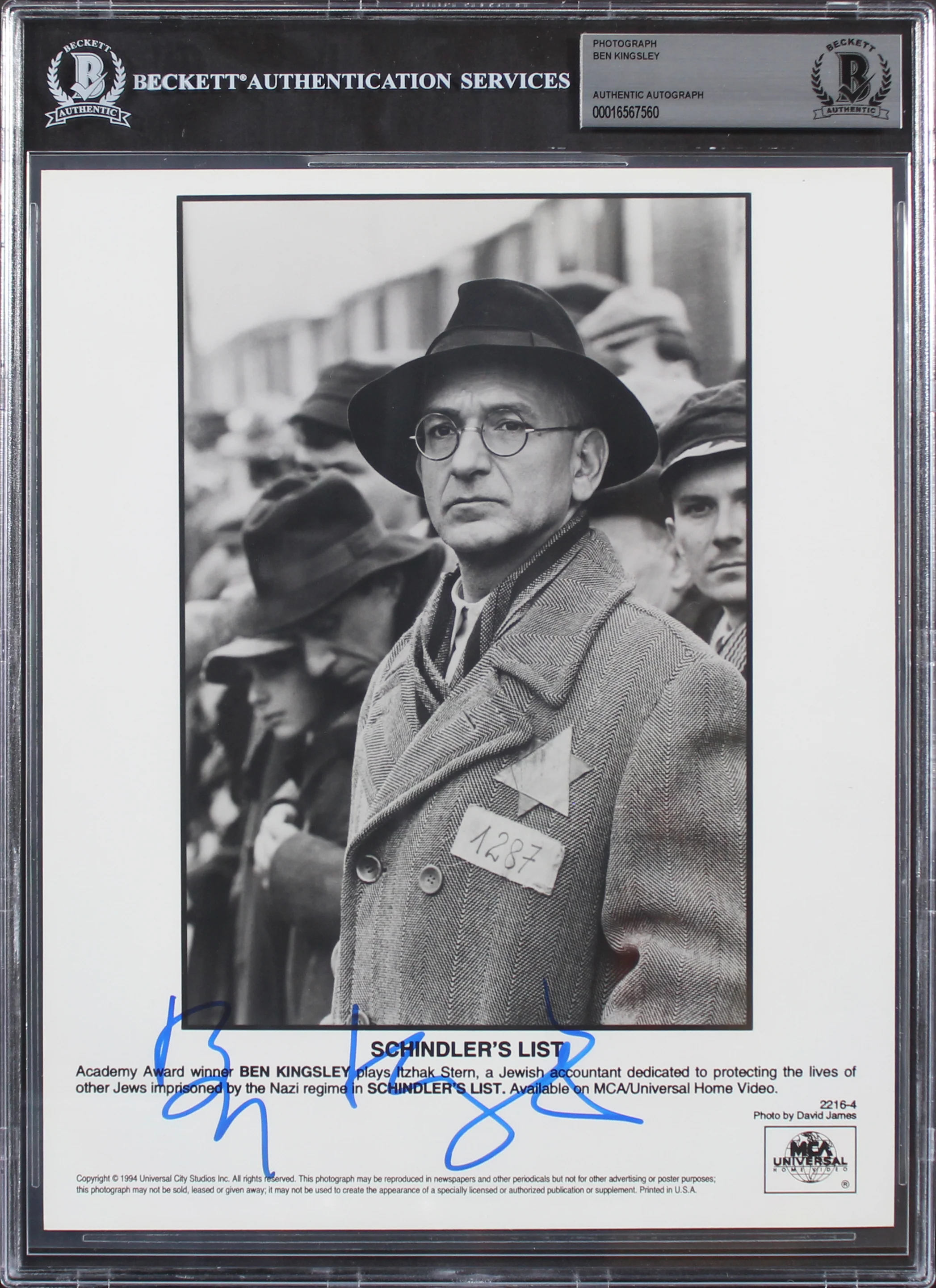 Ben Kingsley Schindler's List Authentic Signed 8x10 Photo BAS Slabbed - Image 2