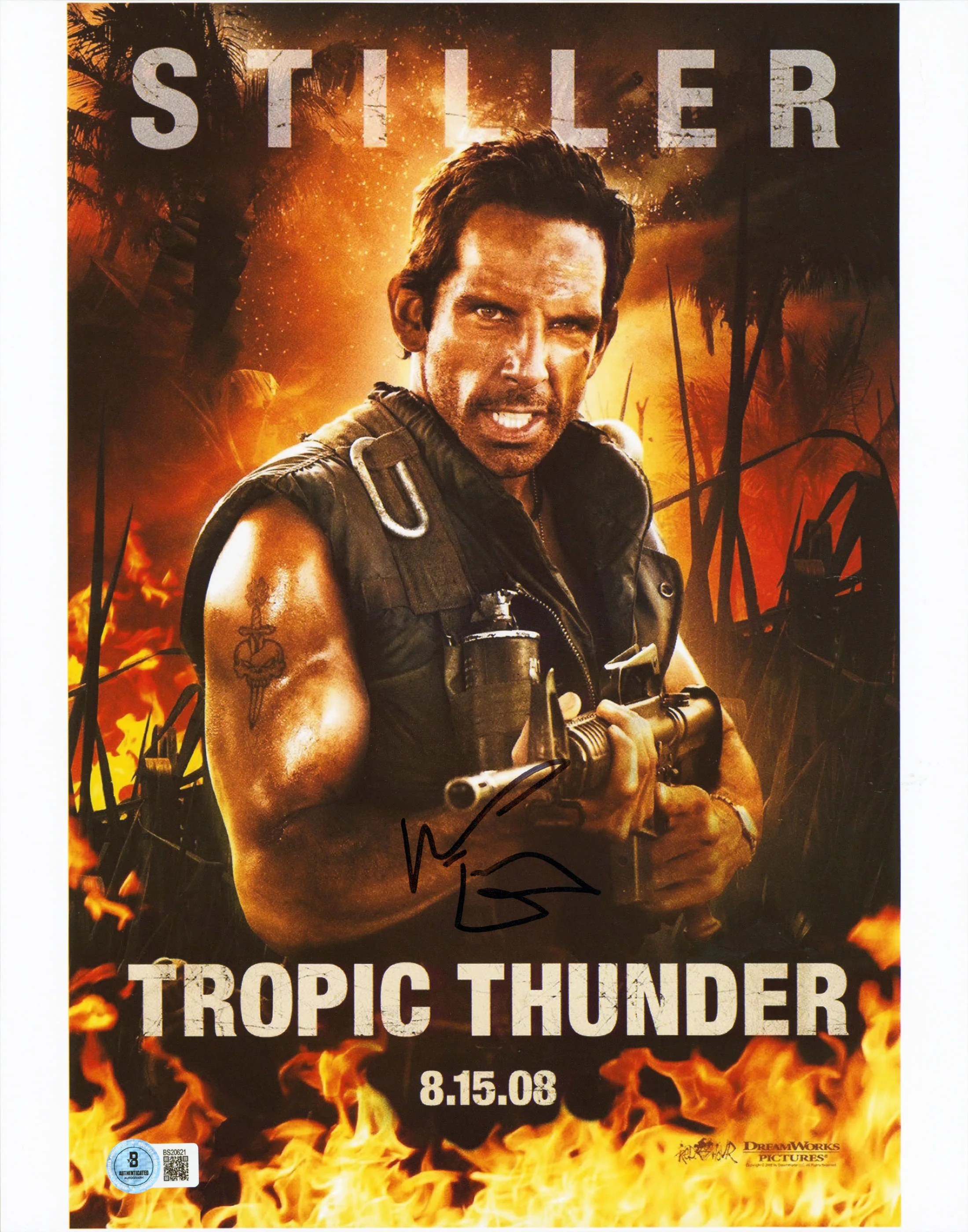 Ben Stiller Tropic Thunder Authentic Signed 11x14 Vertical Photo BAS #BS20621 - Image 2