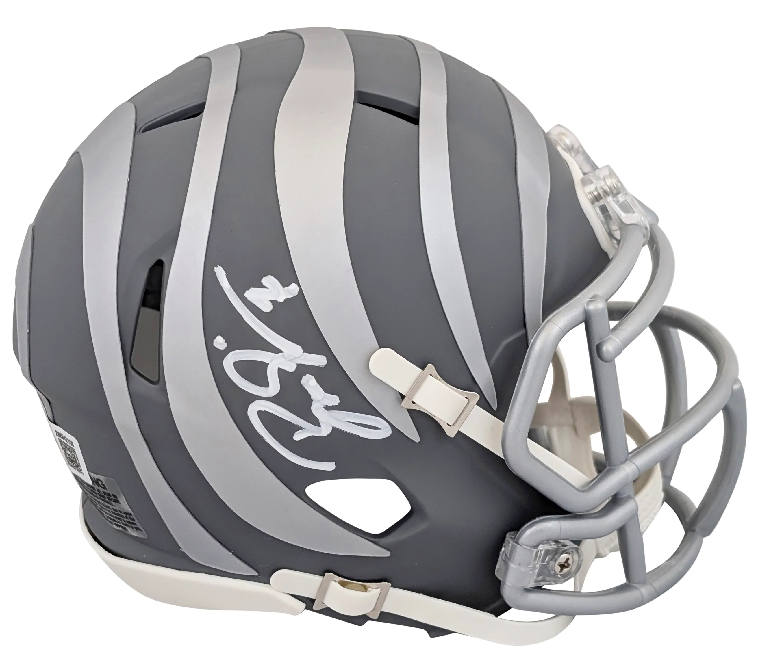 Bengals Boomer Esiason Authentic Signed Slate Speed Mini Helmet BAS Witnessed
