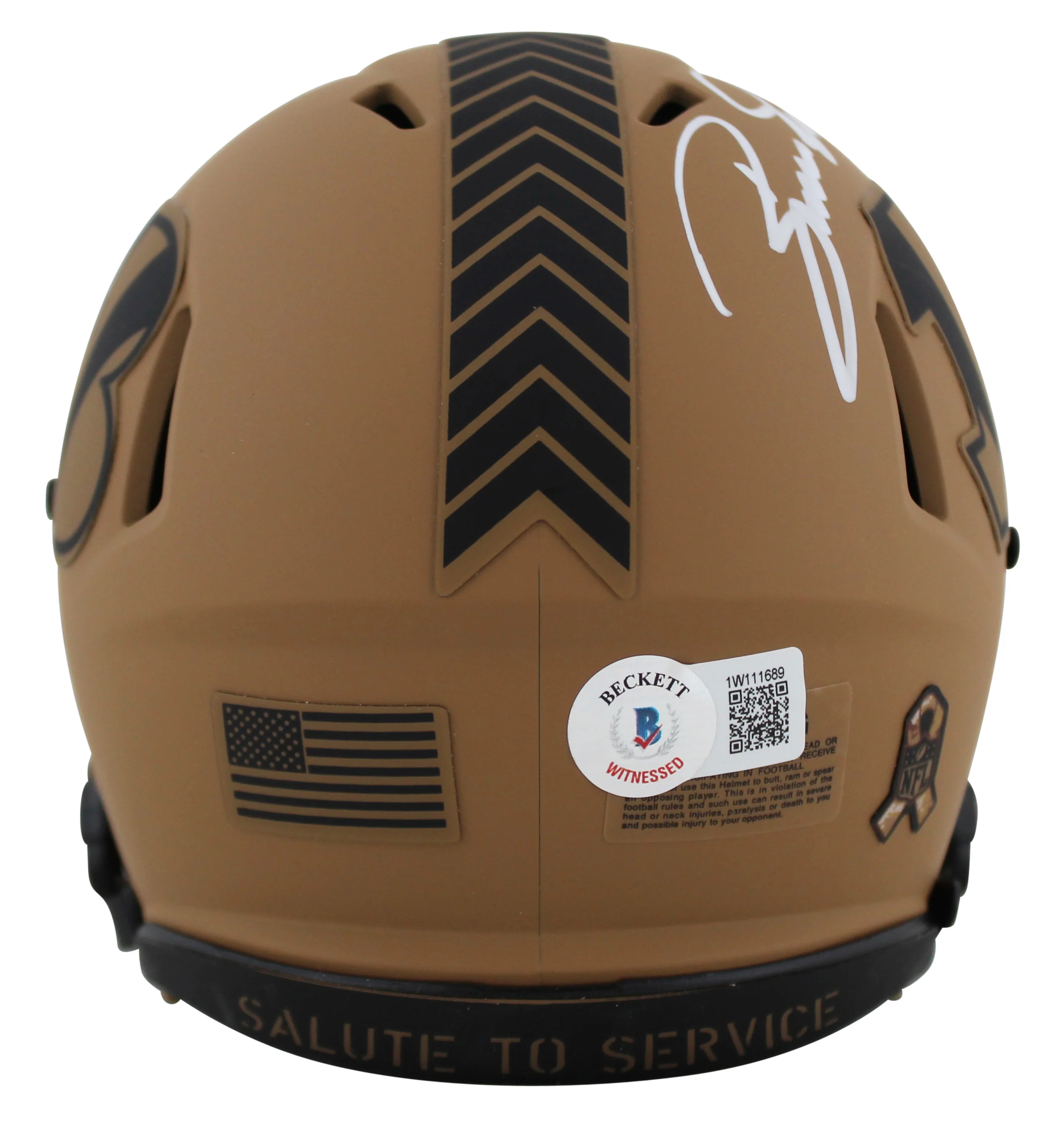 Bengals Boomer Esiason Signed Salute To Service II Speed Mini Helmet BAS Witness - Image 3