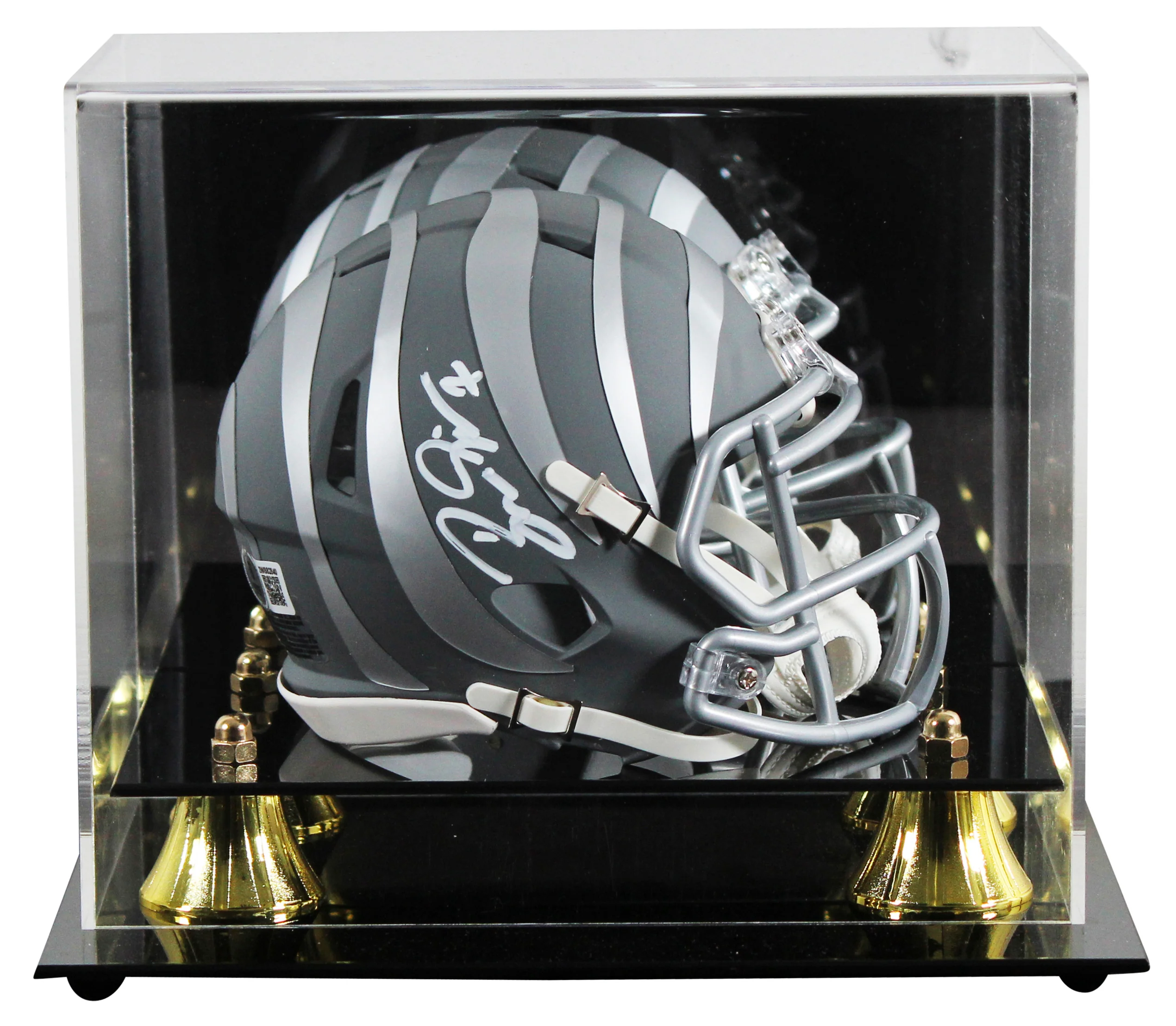 Bengals Boomer Esiason Signed Slate Speed Mini Helmet W/ Case BAS Witnessed - Image 2