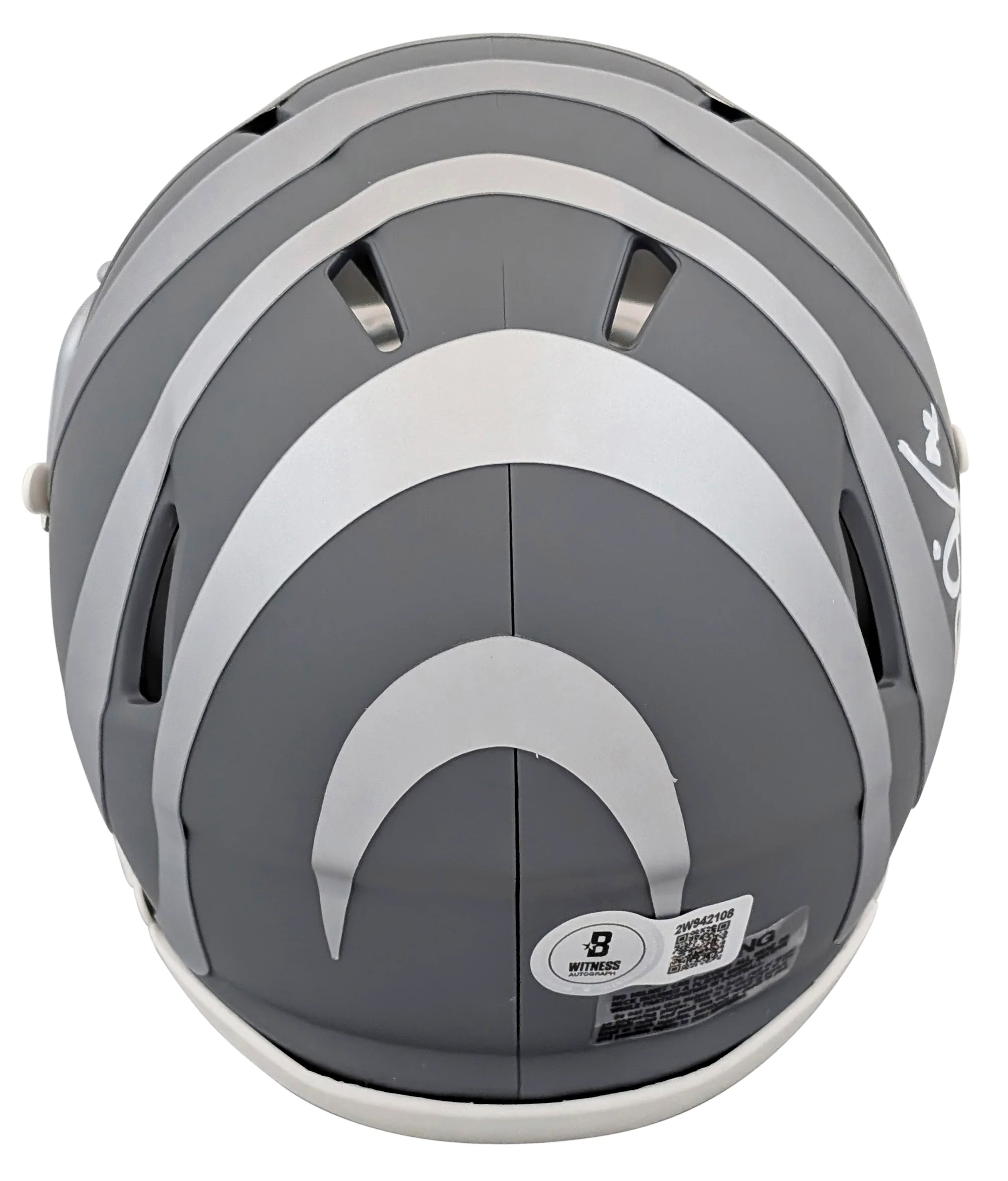 Bengals Boomer Esiason Signed Slate Speed Mini Helmet W/ Case BAS Witnessed - Image 4