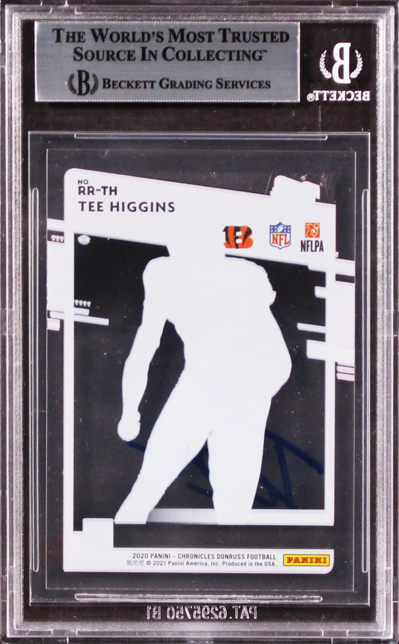 Bengals Tee Higgins Signed 2020 Donruss Clearly Rated Rookies #11 Card BAS Slab - Image 3