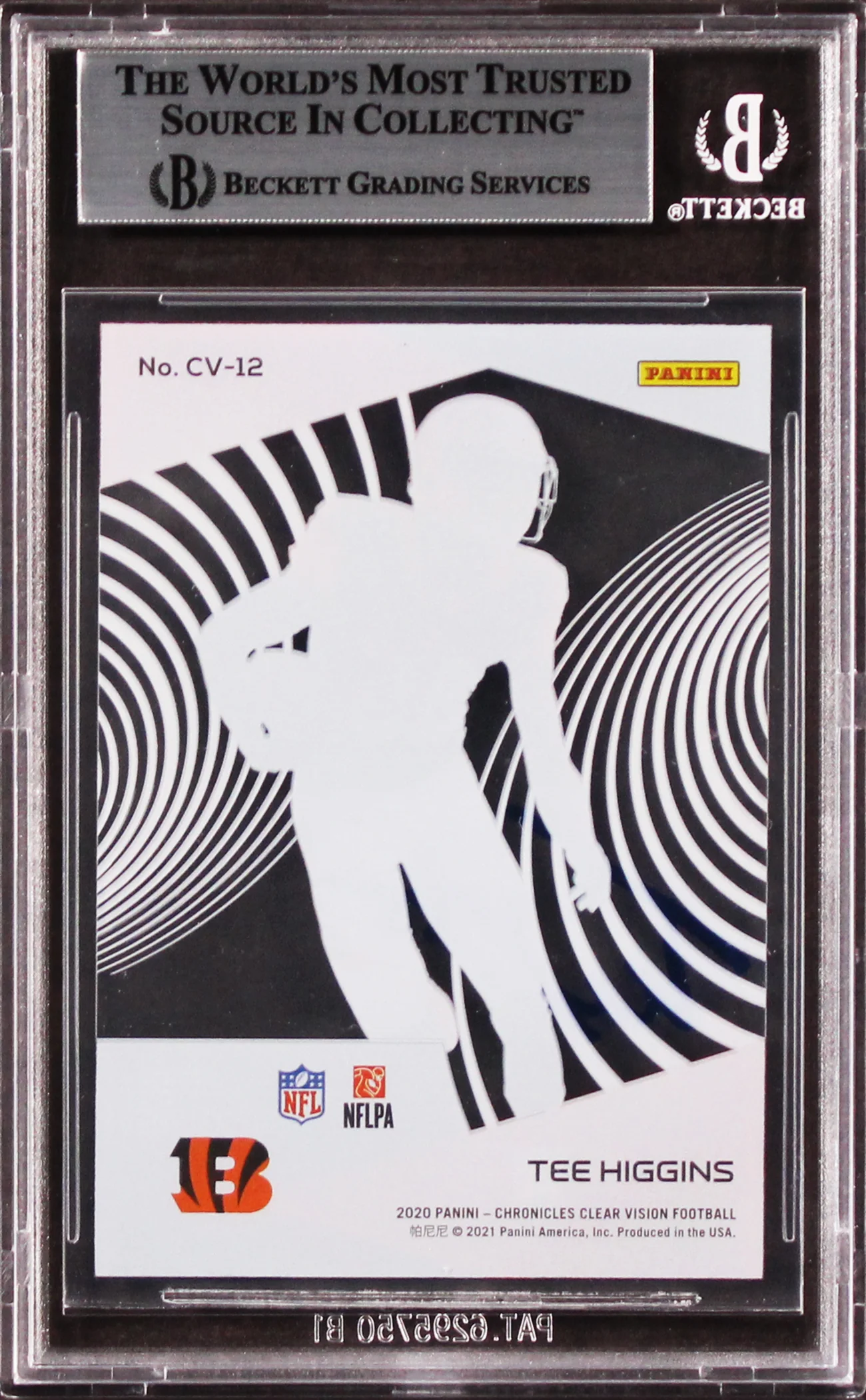 Bengals Tee Higgins Signed 2020 Panini Clear Vison Rookies #12 Card BAS Slabbed - Image 3