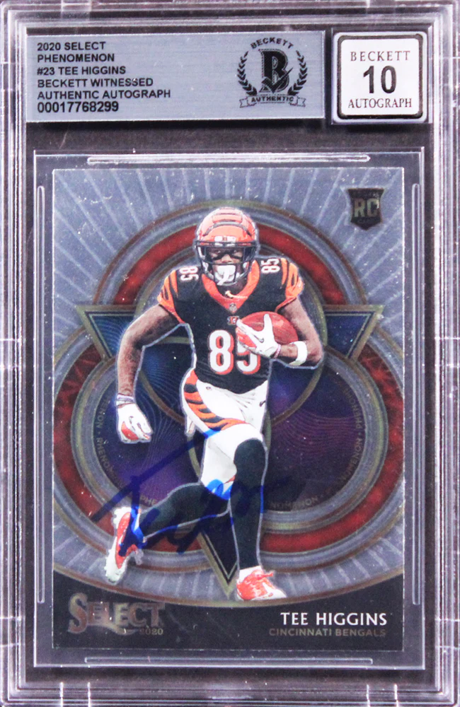 Bengals Tee Higgins Signed 2020 Select Phenomenon #23 RC Card Auto 10! BAS Slab - Image 2