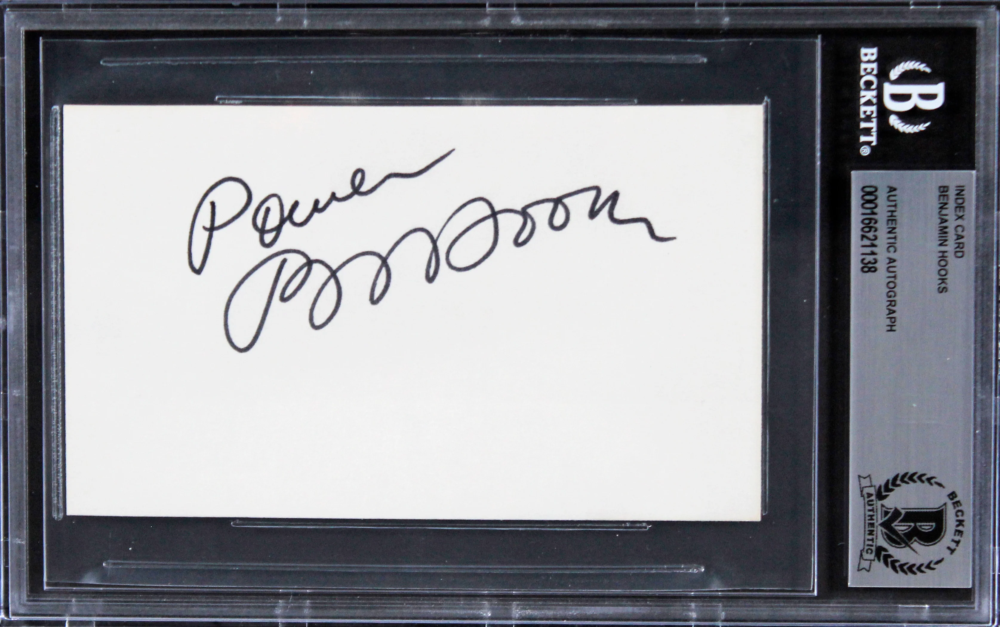 Benjamin Hooks Activist Authentic Signed 3x5 Index Card Autographed BAS Slabbed - Image 2
