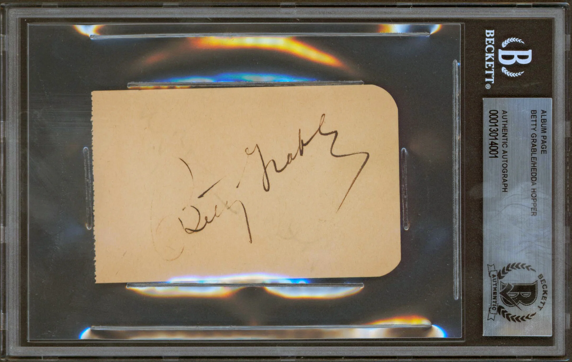 Betty Grable & Hedda Hopper Authentic Signed 2.4x3.85 Album Page BAS Slabbed - Image 2