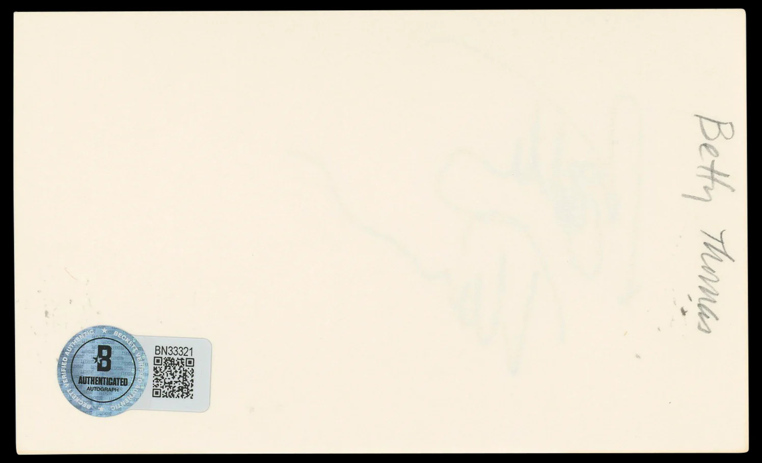 Betty Thomas Hill Street Blues Authentic Signed 3x5 Index Card BAS #BN33321 - Image 3