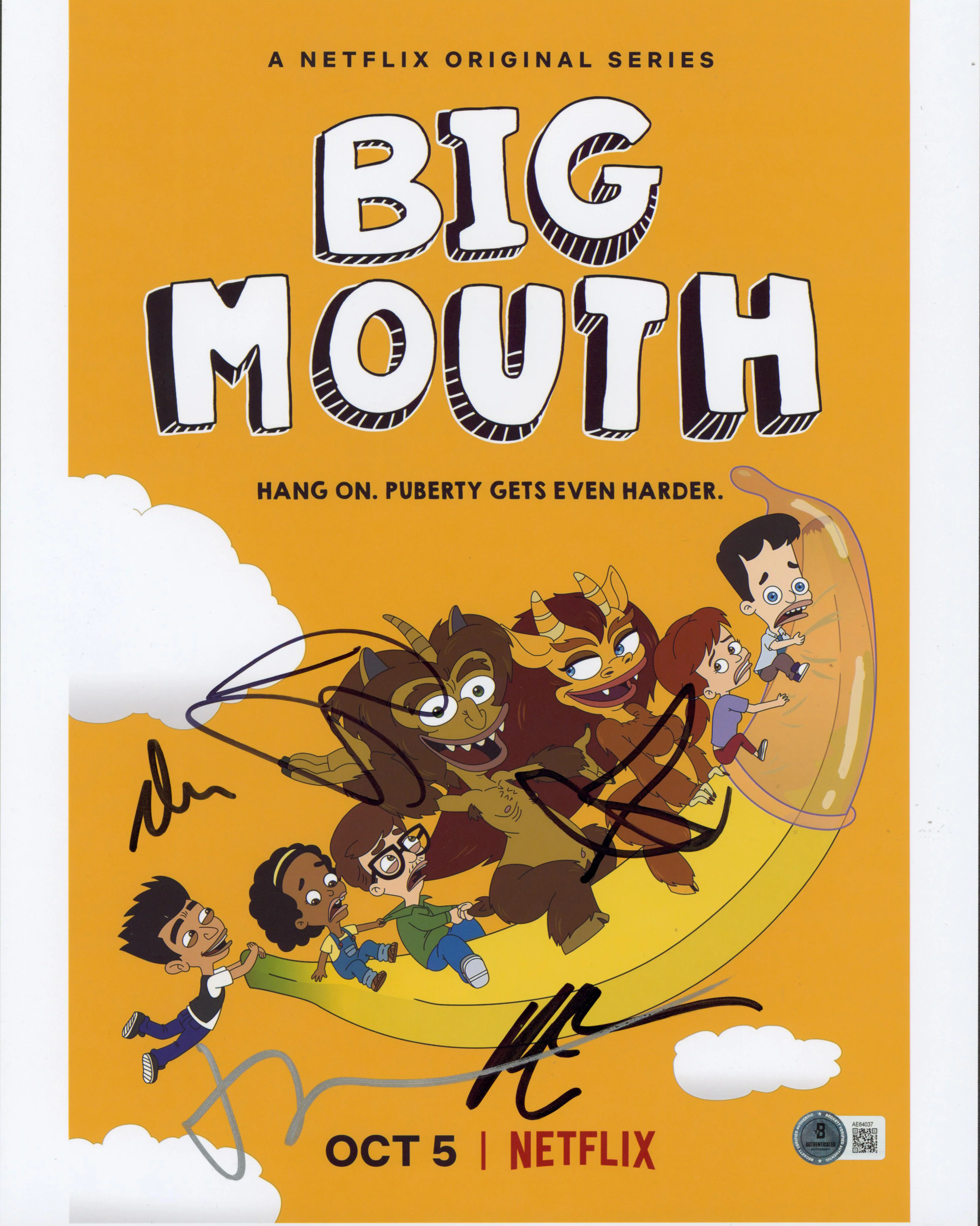 Big Mouth (5) Rogan, Scheer, Duplass, Scott & Raphael Signed 11x14 Photo BAS 3 - Image 2