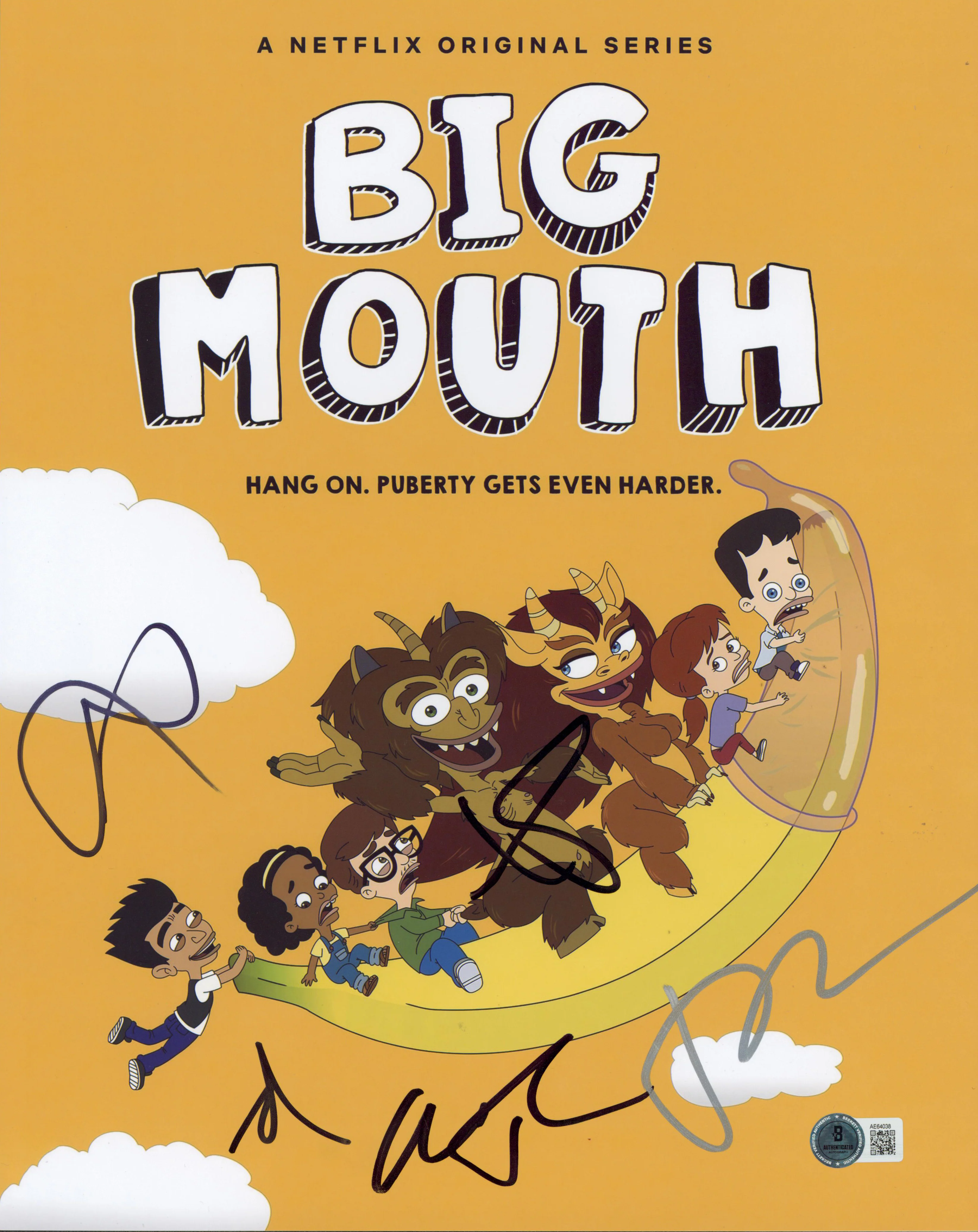 Big Mouth (5) Rogan, Scheer, Duplass, Scott & Raphael Signed 11x14 Photo BAS 4 - Image 2