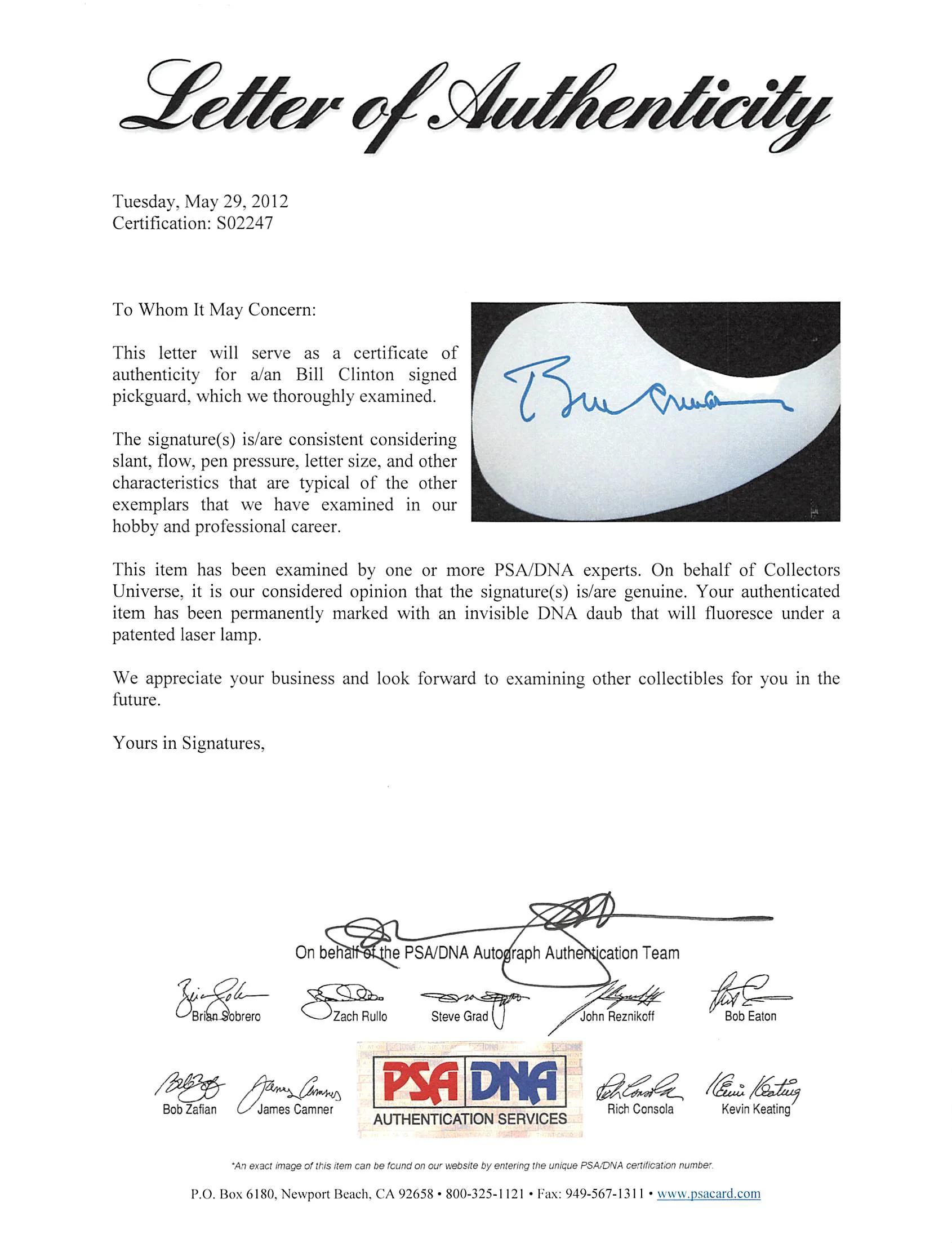 Bill Clinton Authentic Signed Black Acoustic Guitar Autographed PSA/DNA #S02247 - Image 3