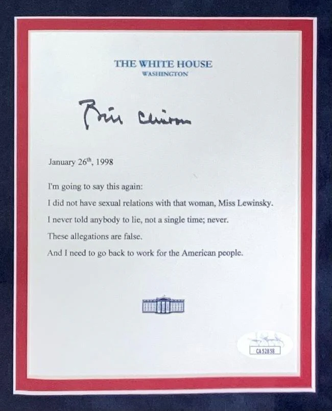 Bill Clinton Signed Framed White House Letter Monica Lewinsky JSA - Image 2