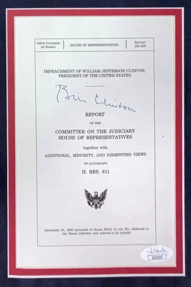 Bill Clinton Signed In Blue Framed Impeachment Letter Monica Lewinsky JSA - Image 2