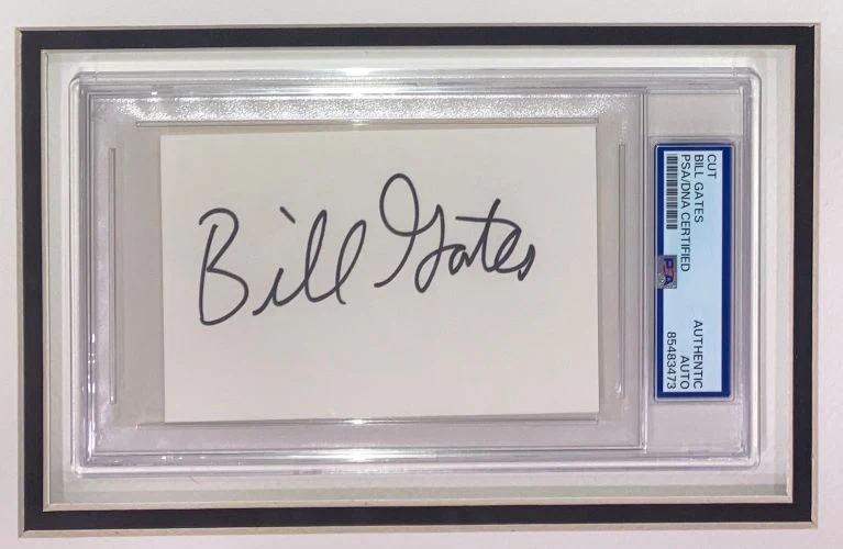 Bill Gates Microsoft Signed Framed Cut Signature w/ 8x10 Photo PSA - Image 2