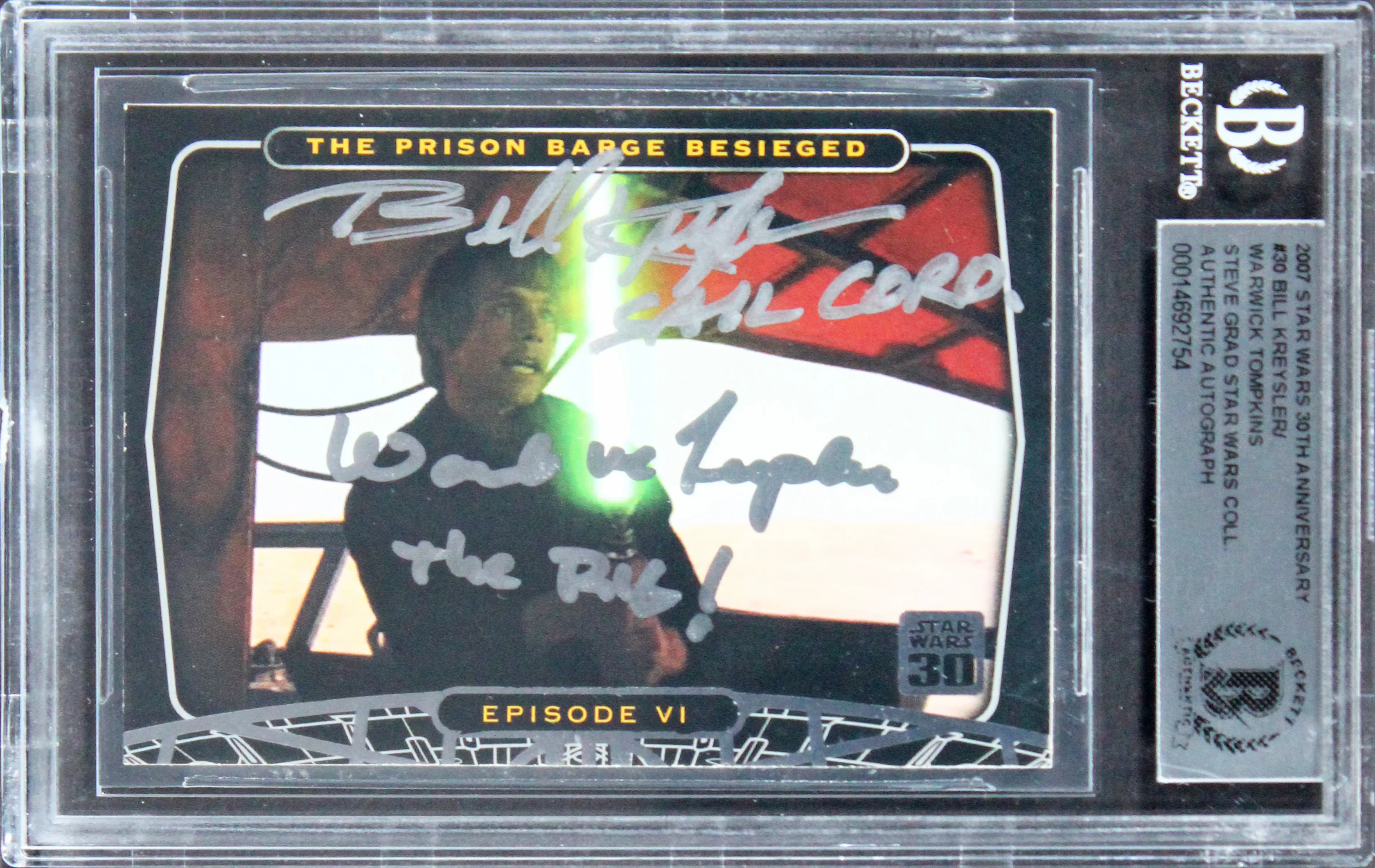Bill Kreysler & Alan Tompkins Signed 2007 Star Wars 30th Ann #30 Card BAS Slab - Image 2
