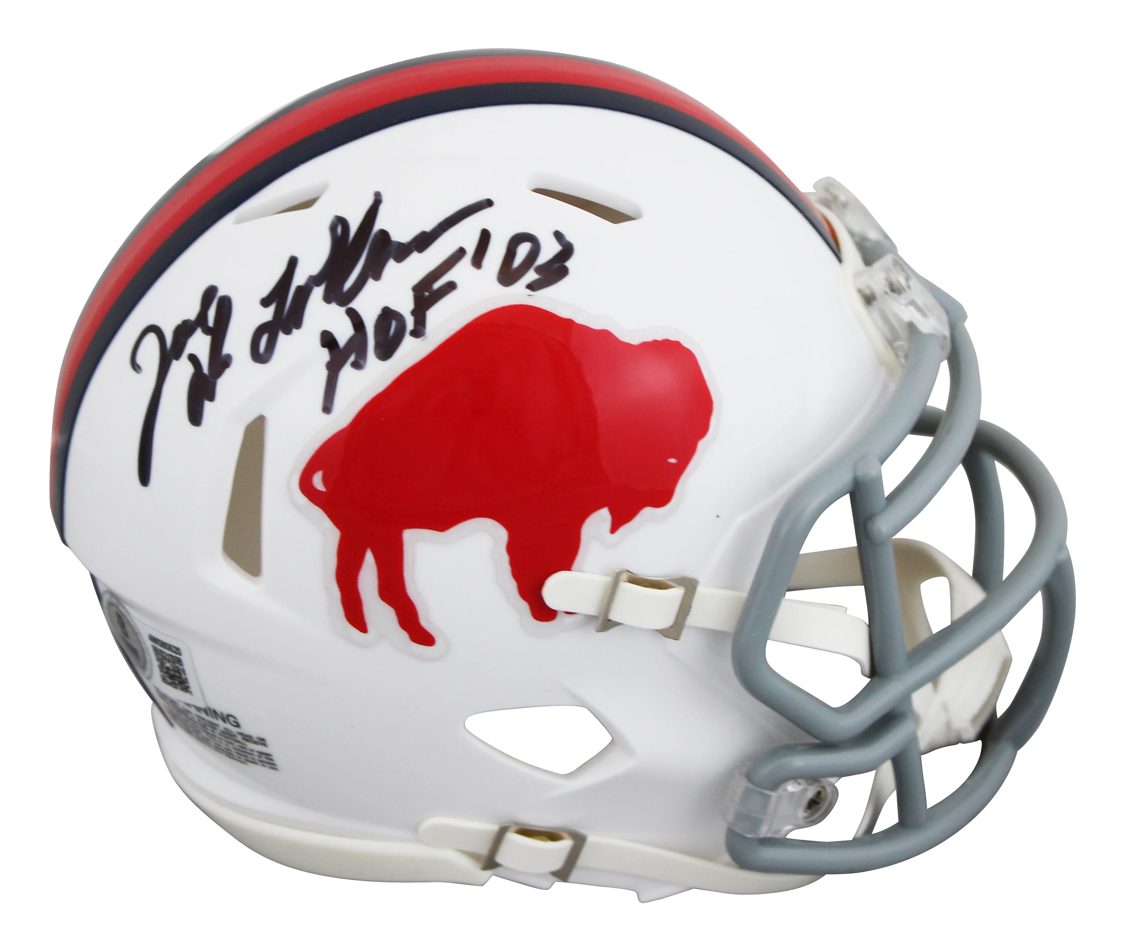 Bills Joe DeLamielleure "HOF 03" Signed 1965-73 TB Speed Mini Helmet BAS Witness - Image 2