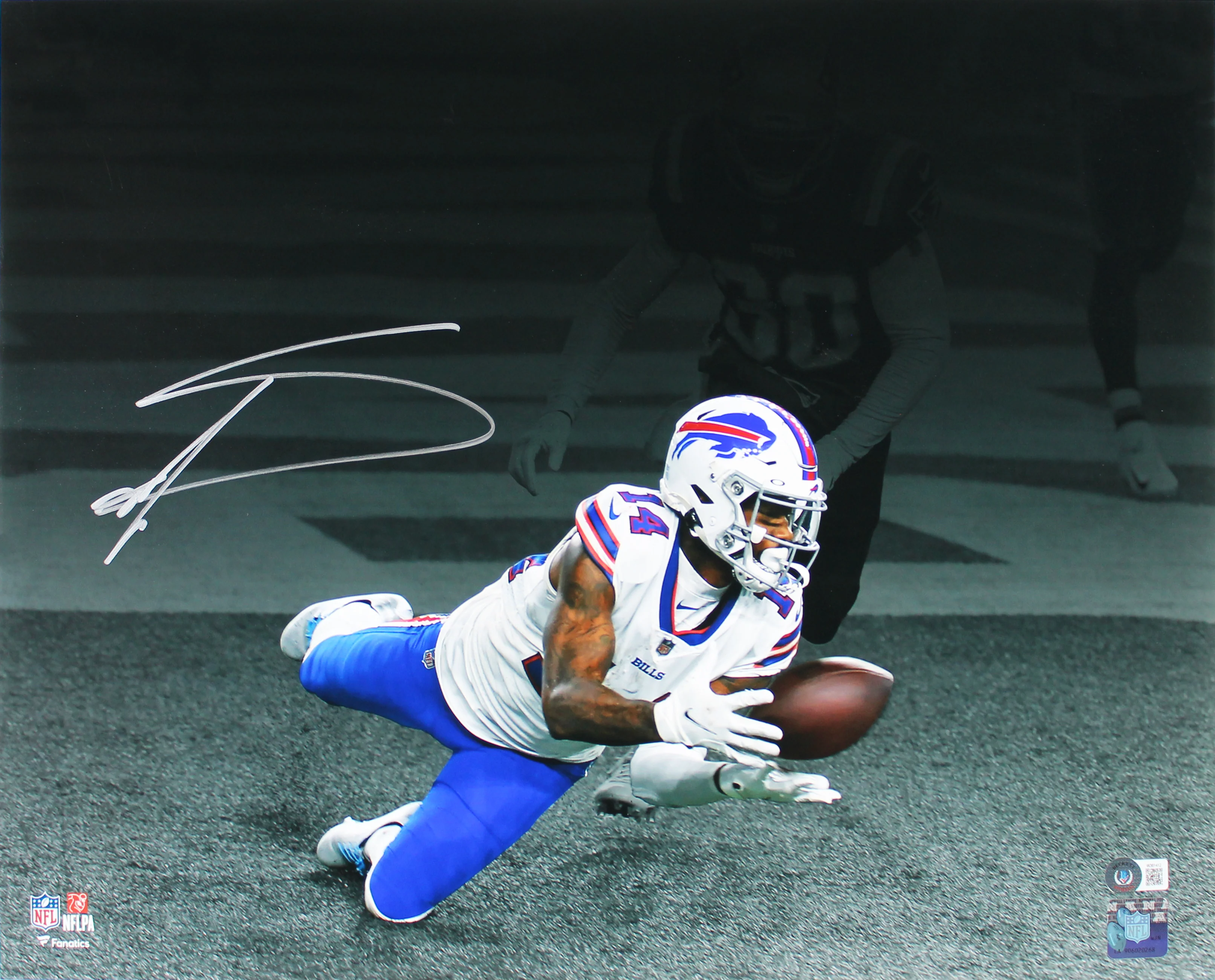 Bills Stefon Diggs Signed 16x20 Horizontal Blackout Photo w/ Silver Sig BAS Wit - Image 2