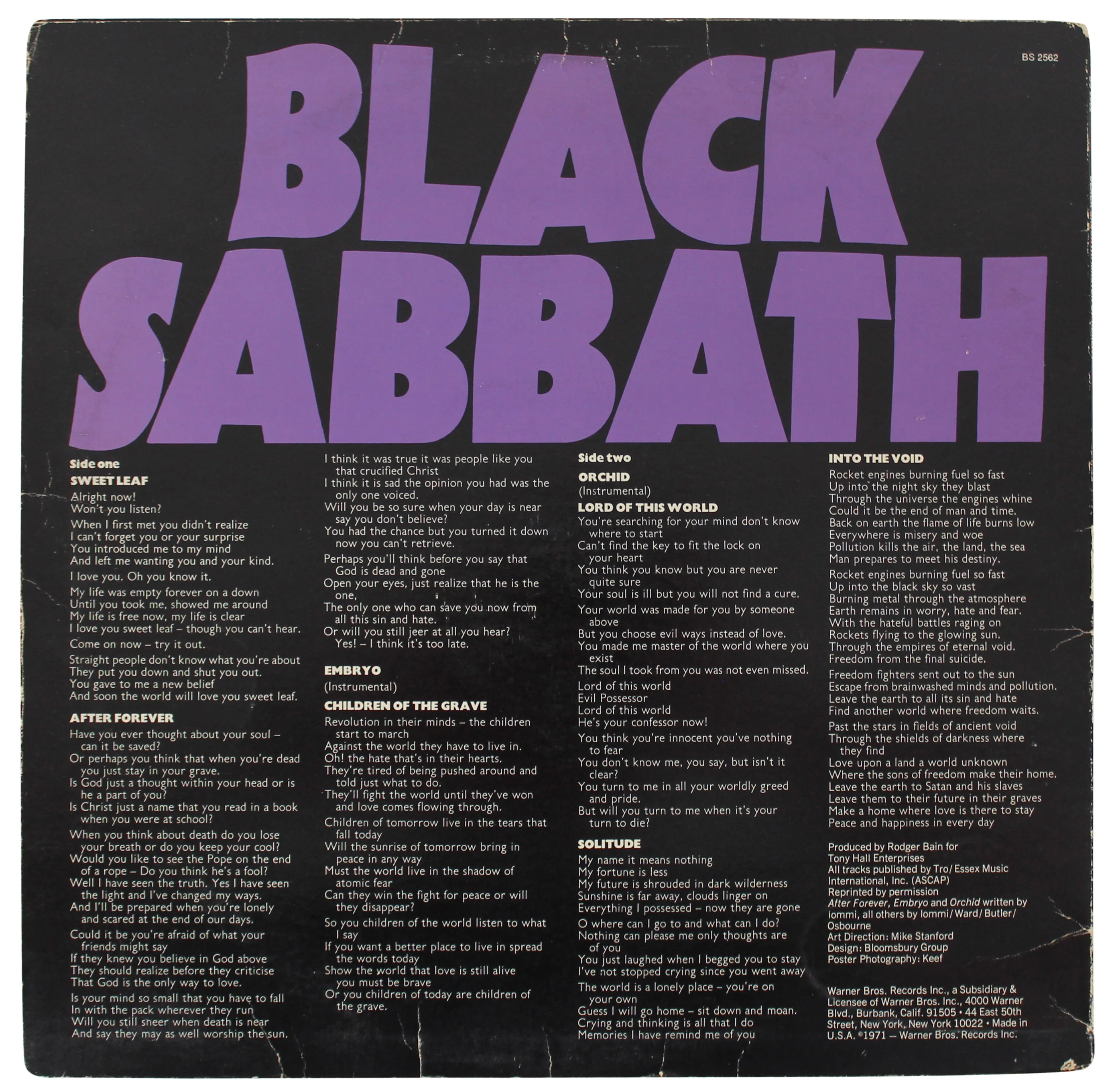 Black Sabbath (4) Osbourne, Iommi, Ward & Butler Signed Album Cover w Vinyl PSA - Image 5