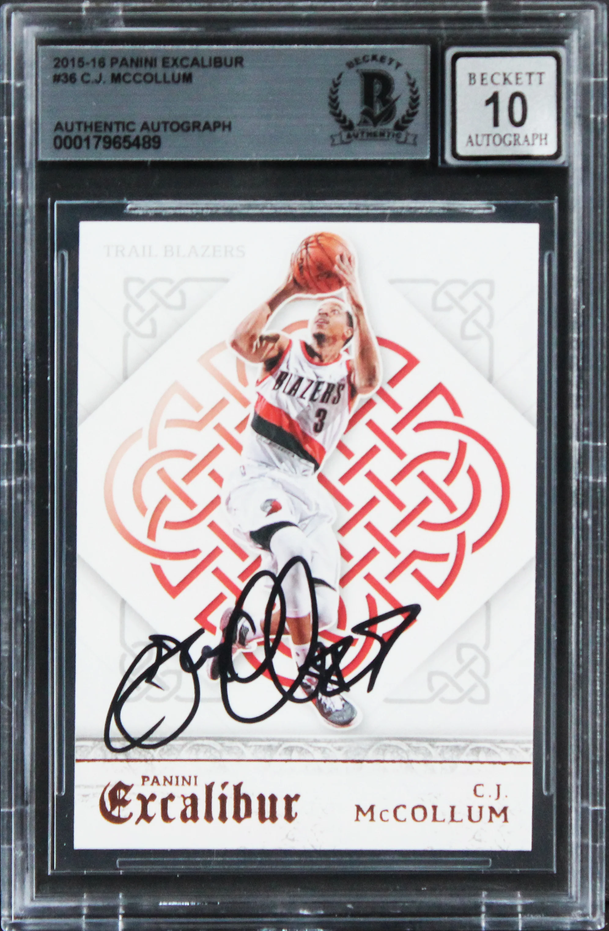 Blazers C.J. McCollum Signed 2015 Panini Excalibur #36 Card 10! BAS Slabbed - Image 2