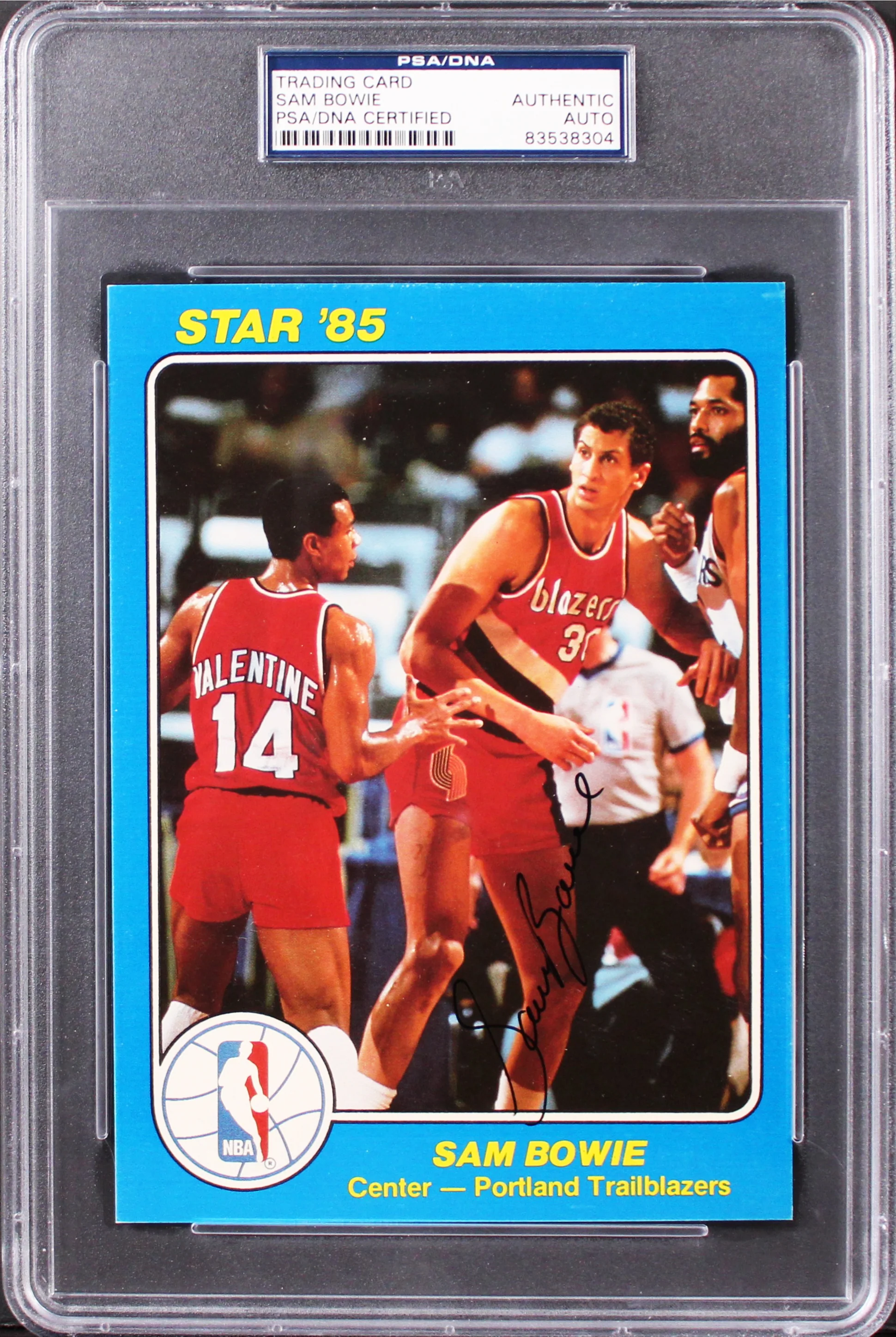 Blazers Sam Bowie Signed 5x7 1985 Star NBA Court Kings #44 Card PSA/DNA Slab - Image 2