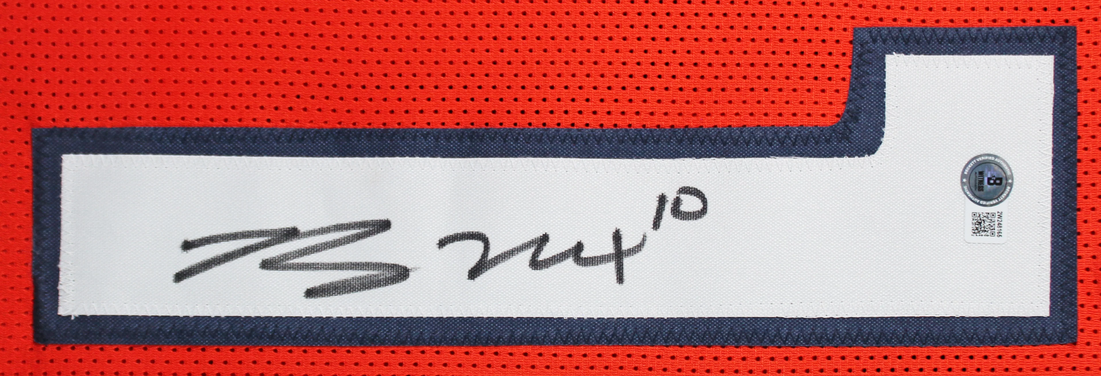 Bo Nix Authentic Signed Orange Pro Style Framed Jersey BAS Witnessed - Image 3