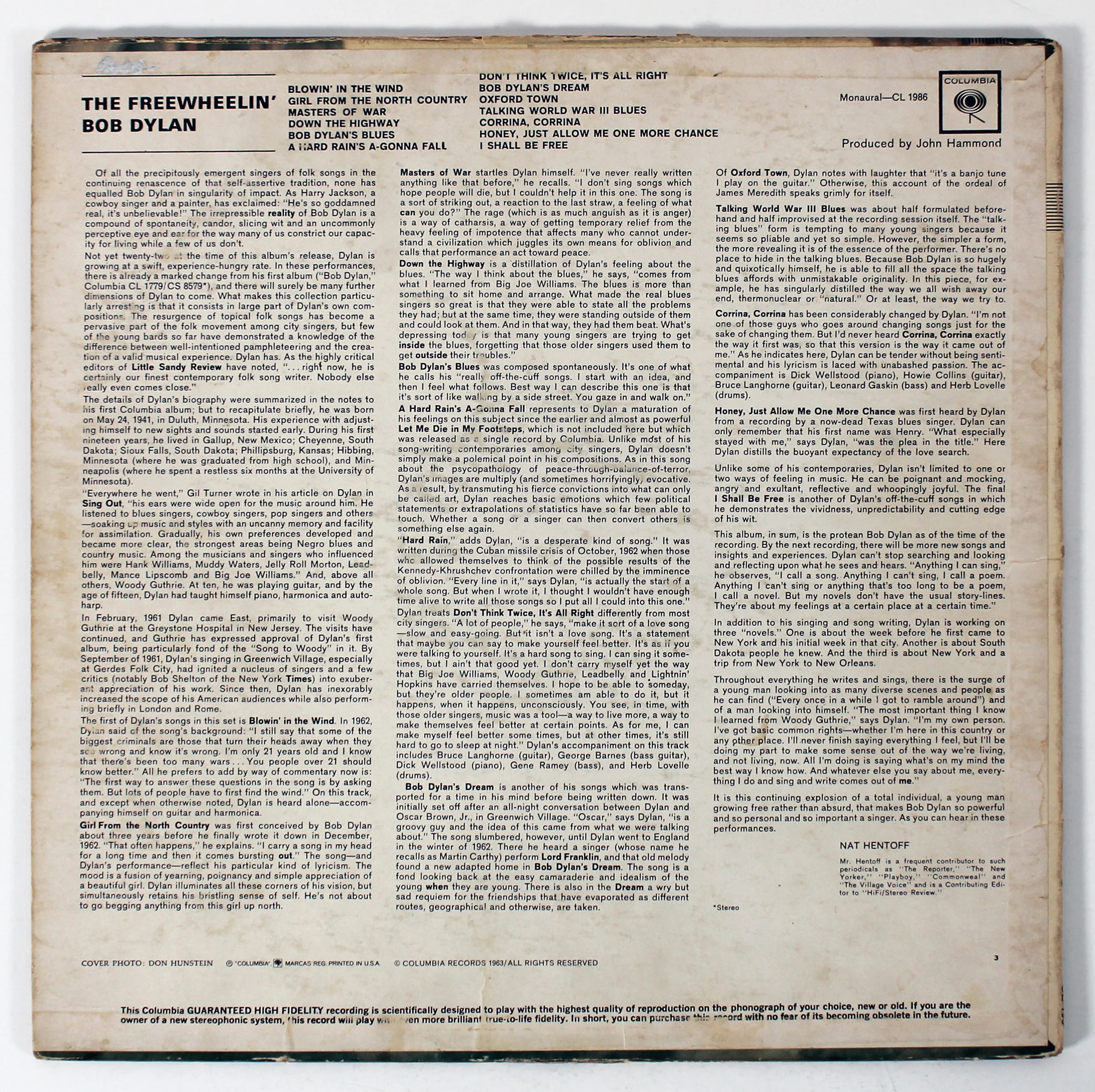 Bob Dylan Signed The Freewheelin' Bob Dylan Album Cover W/ Vinyl JSA #YY79049 - Image 5