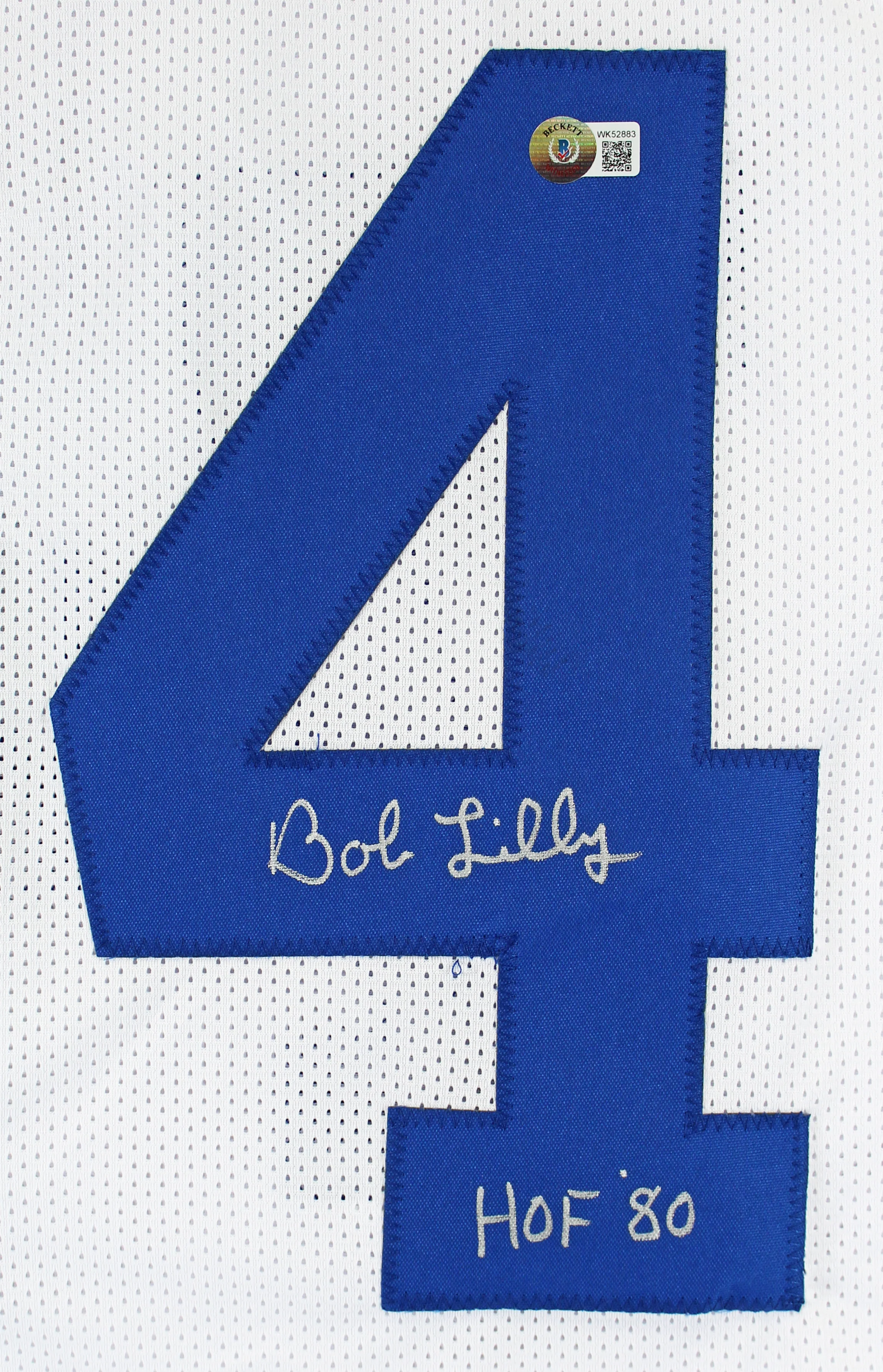 Bob Lilly "HOF 80" Authentic Signed White Pro Style Jersey BAS Witnessed - Image 3