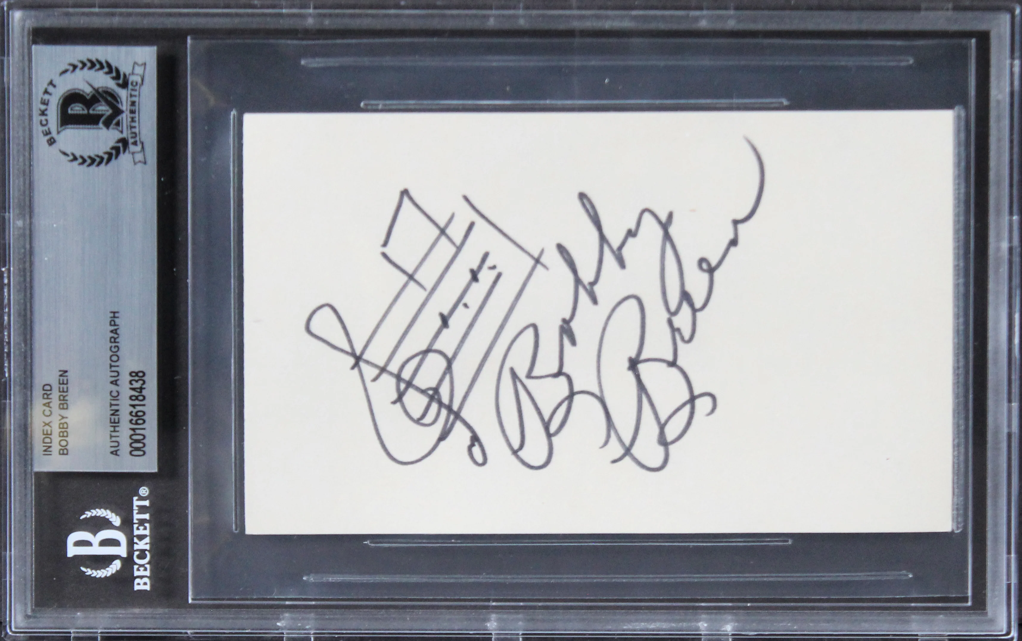 Bobby Breen Let's Sing Again "Musical Note" Signed 3x5 Index Card BAS Slabbed - Image 2