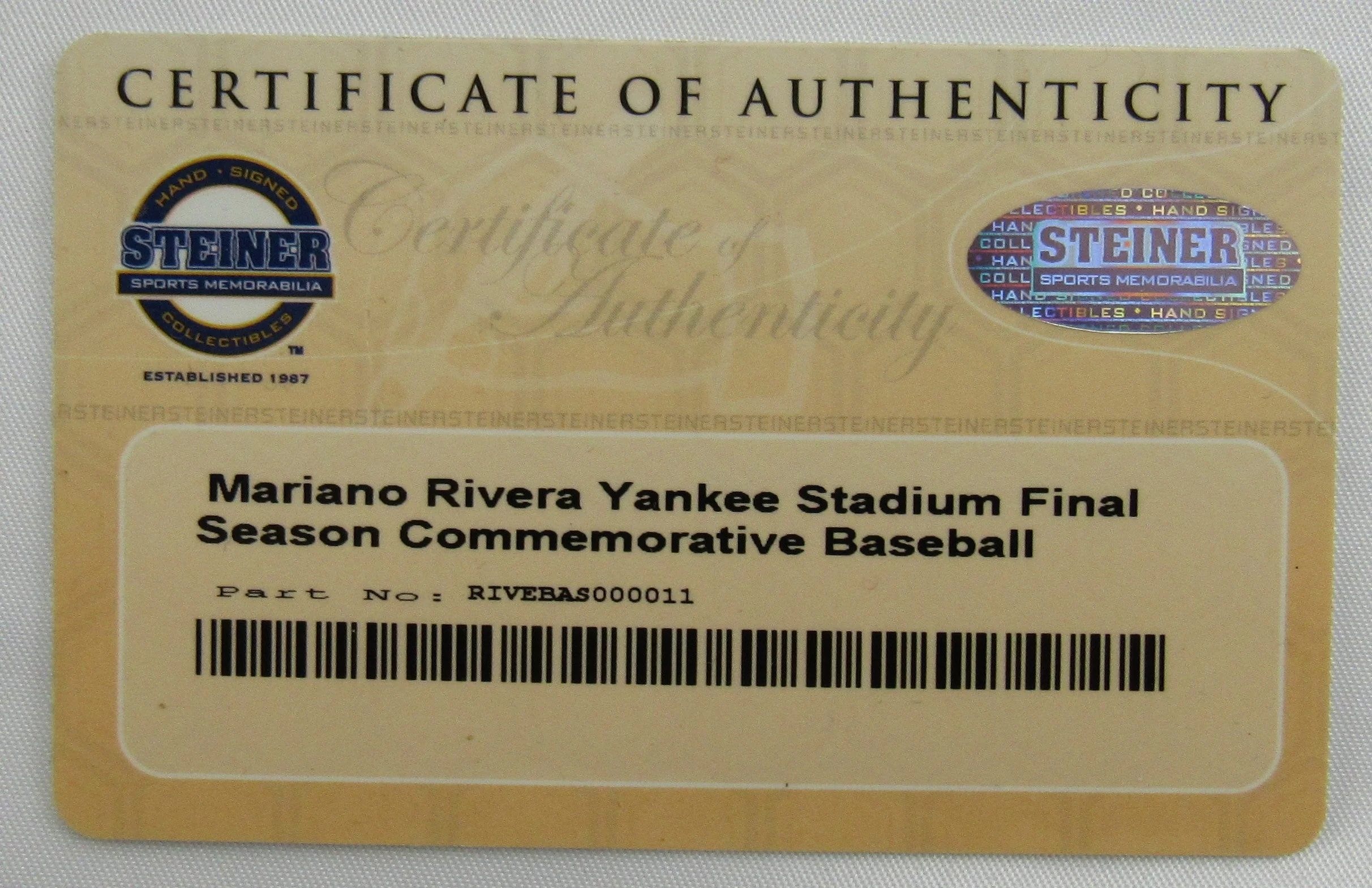 Mariano Rivera Signed Rawlings Baseball Steiner COA - Image 7