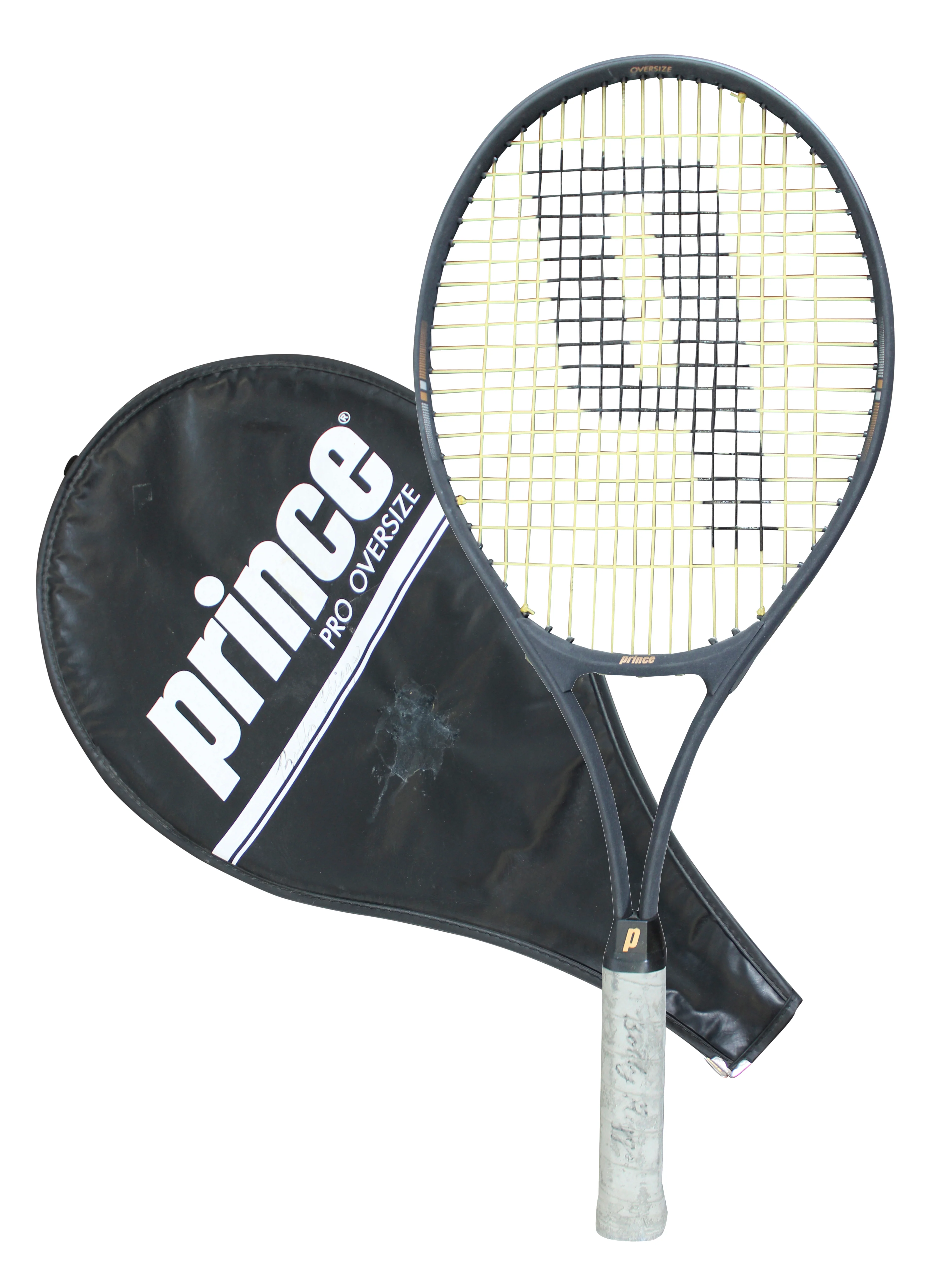 Bobby Riggs 2x Signed Match Used Penn Prince Pro Oversize Racket & Cover BAS - Image 2