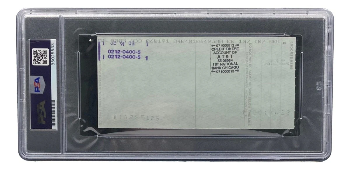 Bobby Thomson New York Giants Signed Bank Check PSA/DNA 85025533 - Image 2