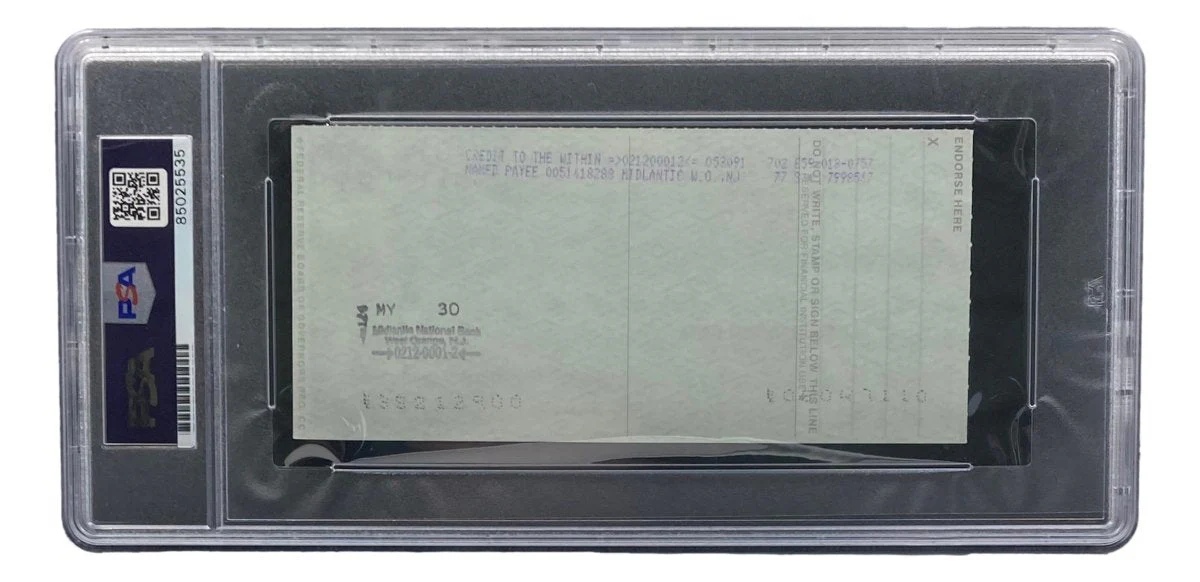 Bobby Thomson New York Giants Signed Bank Check PSA/DNA 85025535 - Image 2