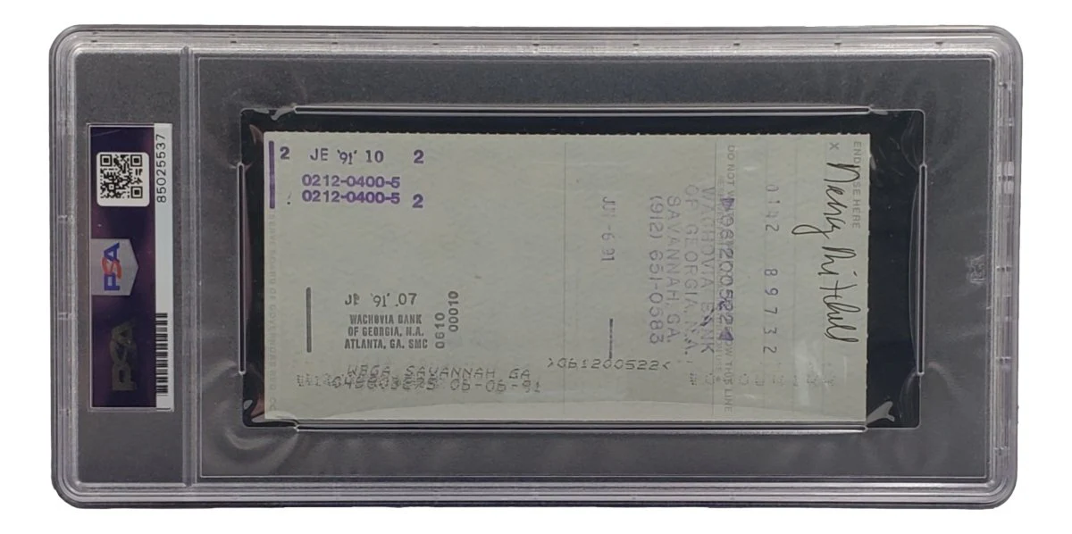 Bobby Thomson New York Giants Signed Bank Check PSA/DNA 85025537 - Image 2