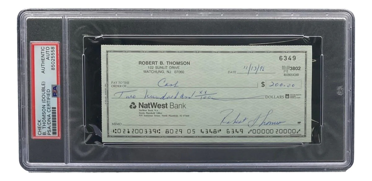 Bobby Thomson New York Giants Signed Bank Check PSA/DNA 85025558 - Image 3