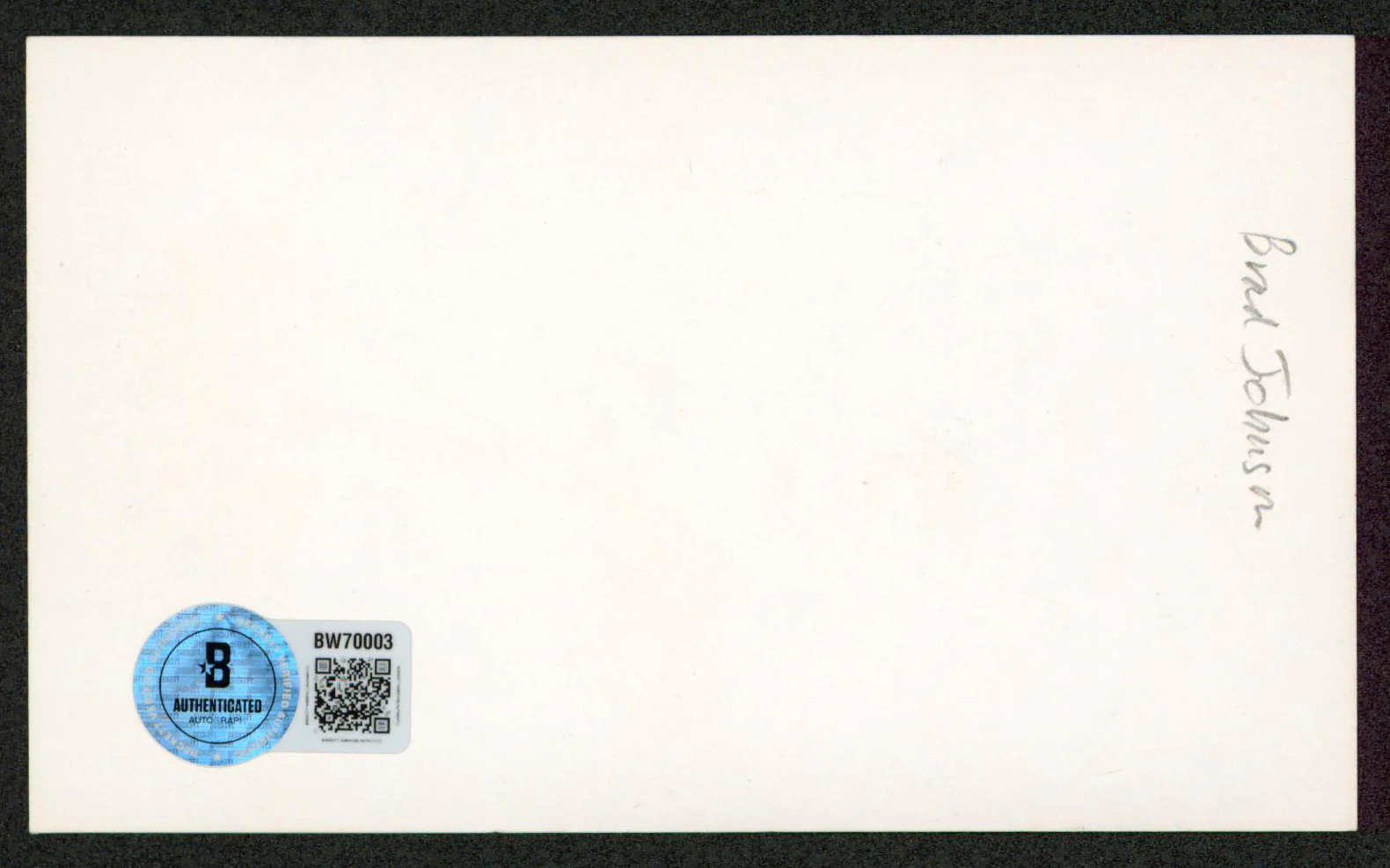Brad Johnson Marlboro Man Authentic Signed 3x5 Index Card BAS #BW70003 - Image 3