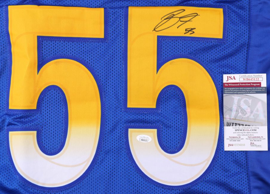 Braden Fiske Los Angeles Signed Blue Football Jersey JSA ITP - Image 2