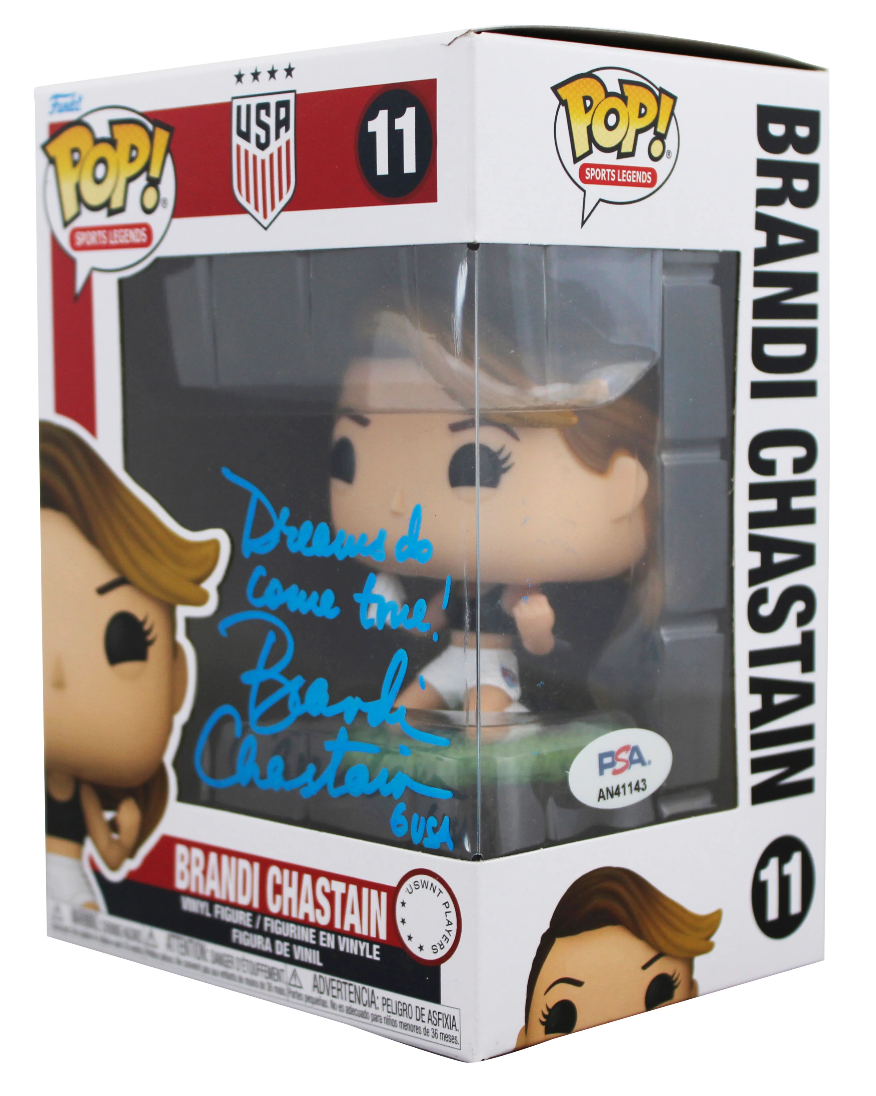 Brandi Chastain USA Soccer "2x Insc" Signed #11 Funko Pop Figure PSA #AN41143 - Image 3