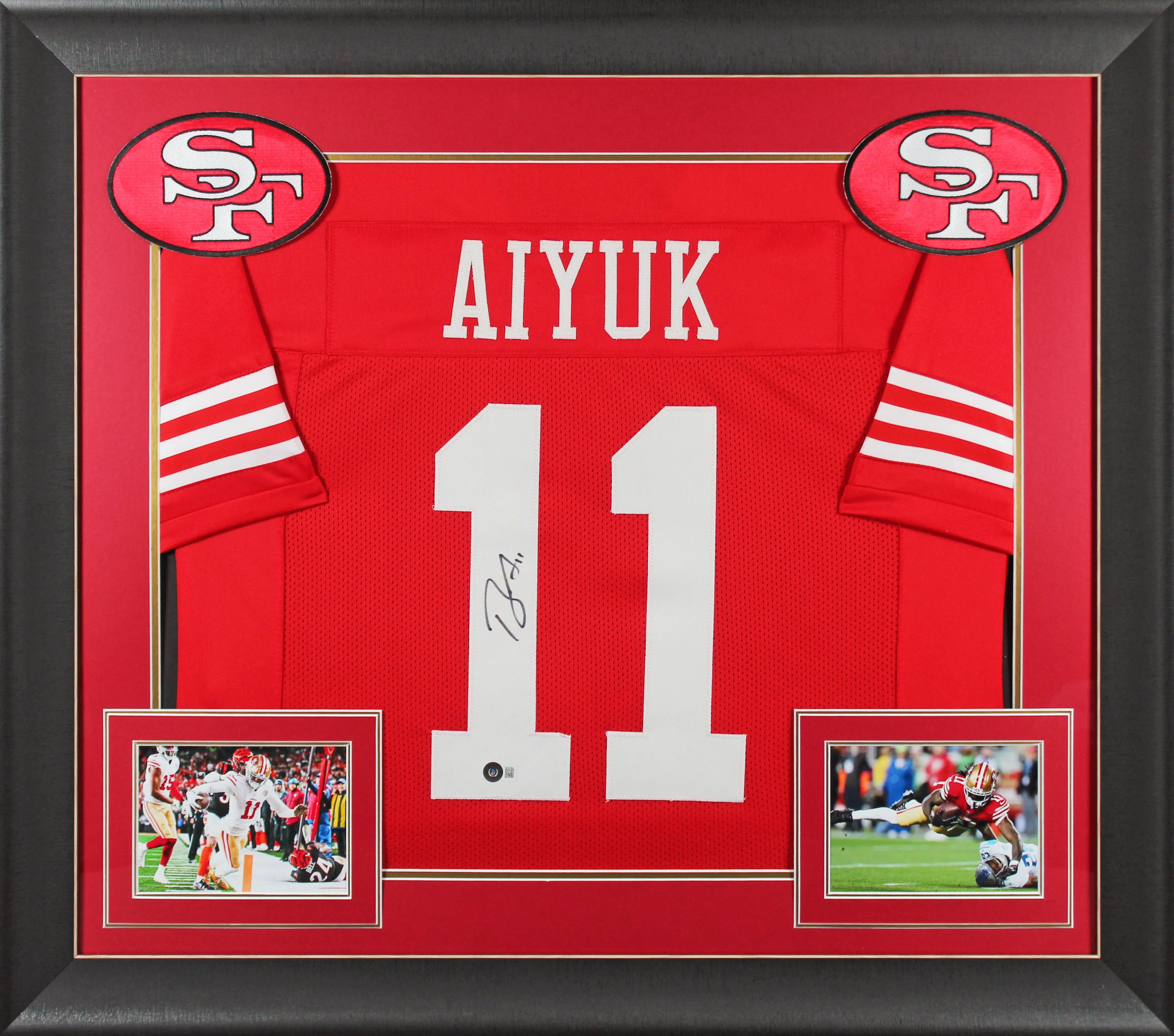 Brandon Aiyuk Authentic Signed Red Pro Style Framed Jersey BAS Witnessed 2 - Image 2