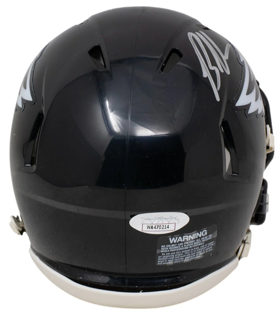 Brandon Graham Signed Eagles Mini Speed Replica Alt Black Helmet JSA ITP - Image 2