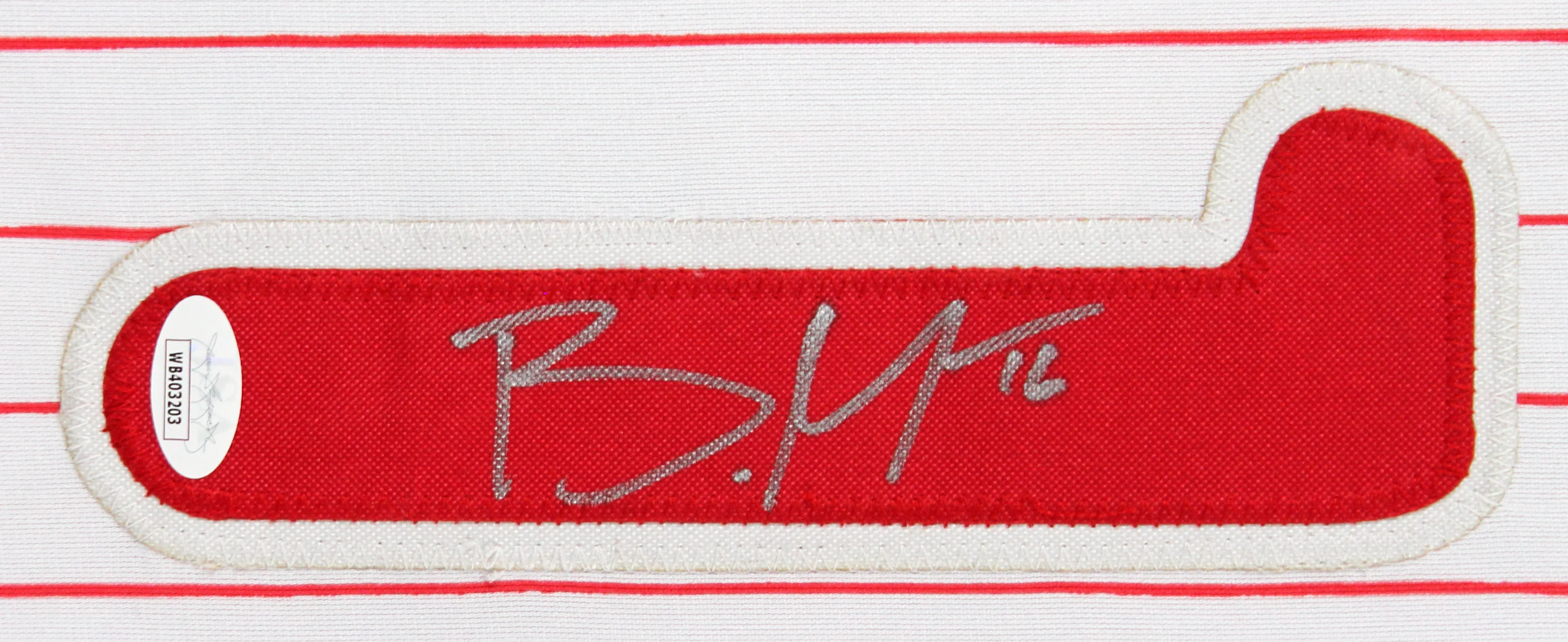 Brandon Marsh Authentic Signed White Pinstripe Pro Style Framed Jersey JSA Wit - Image 3