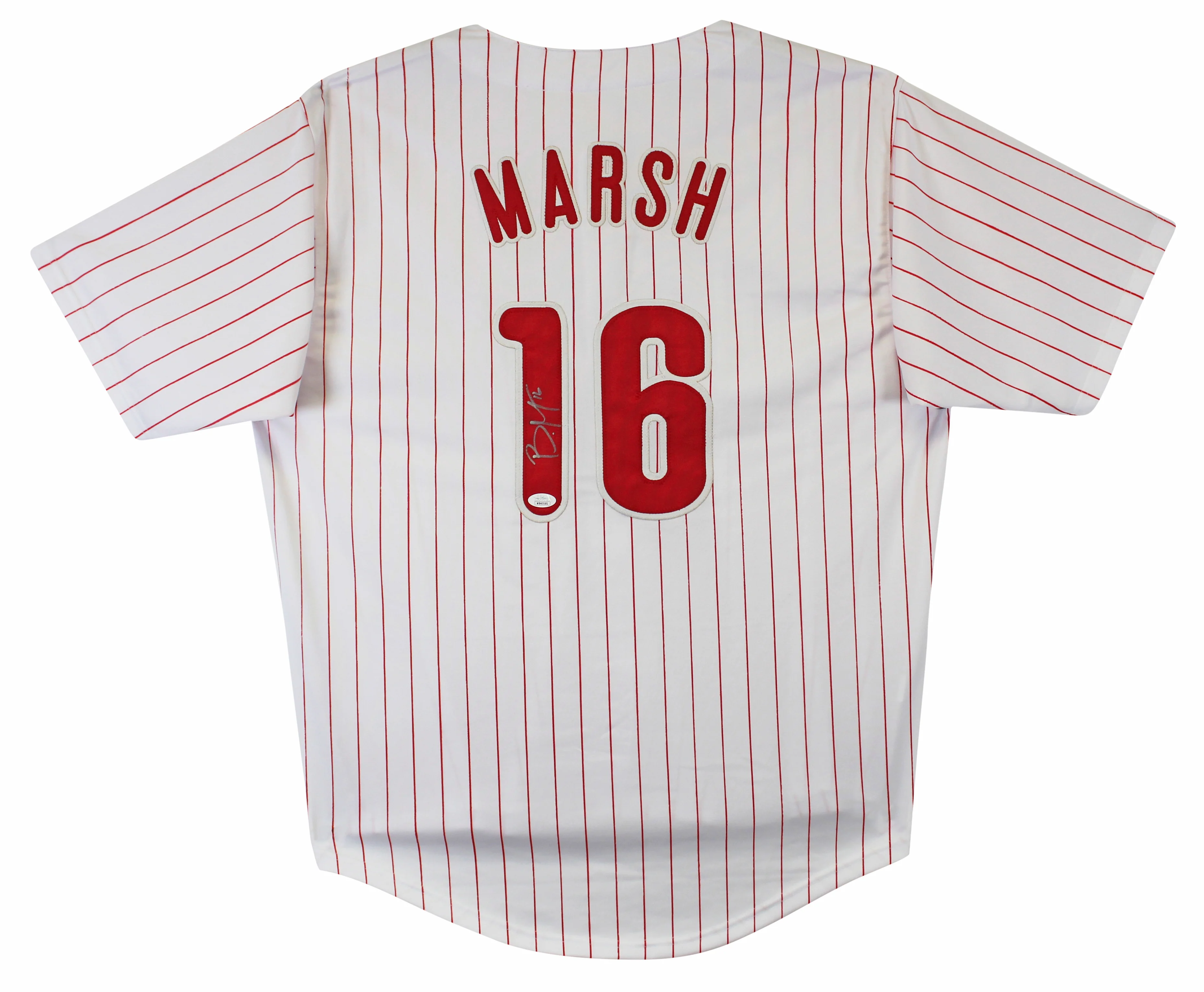 Brandon Marsh Authentic Signed White Pinstripe Pro Style Jersey JSA Witness - Image 2
