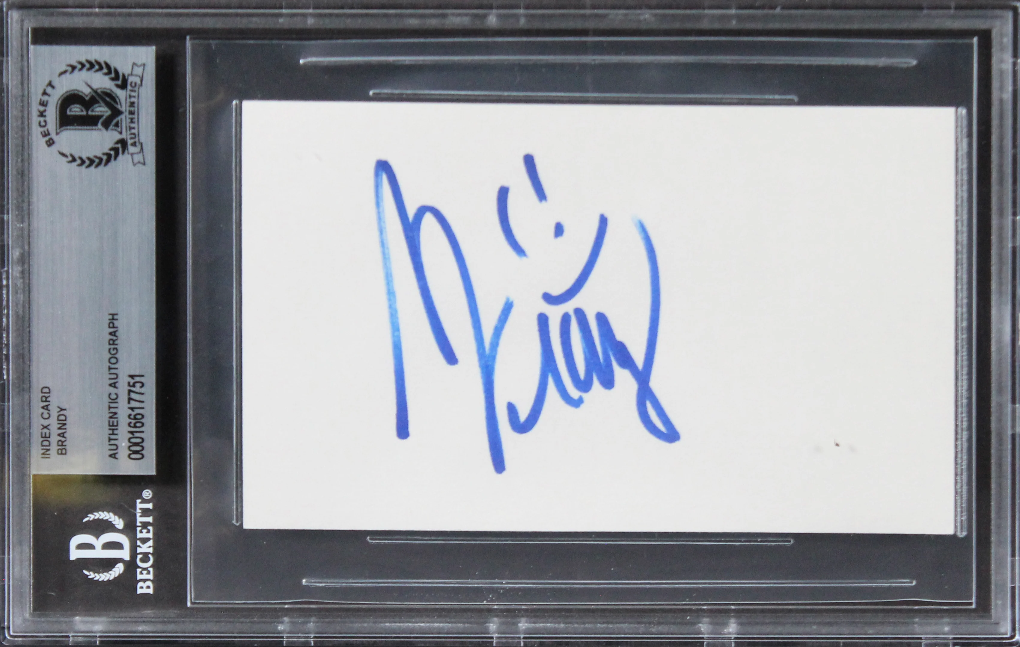 Brandy Singer "Smiley Face" Authentic Signed 3x5 Index Card BAS Slabbed 1