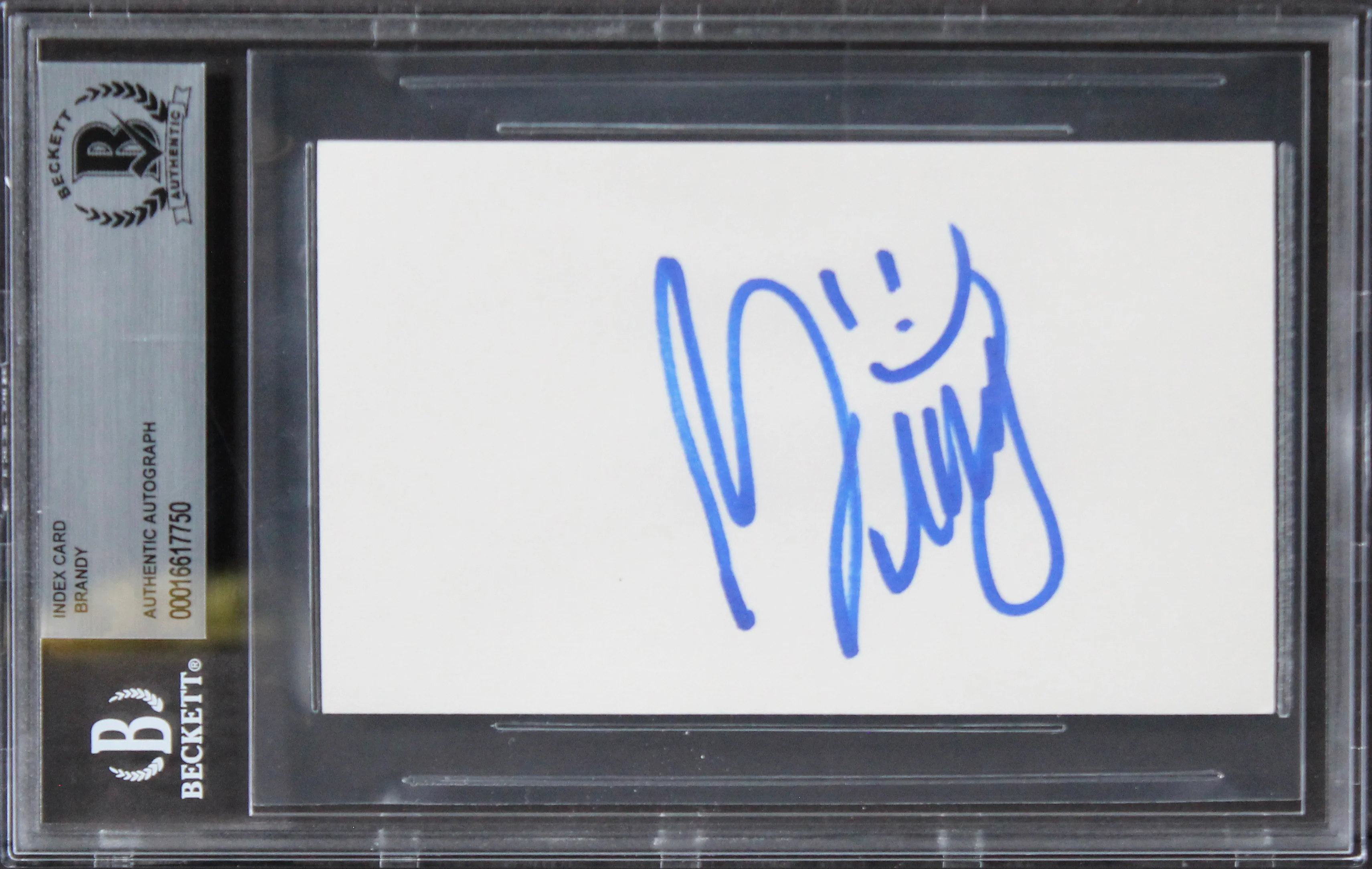 Brandy Singer "Smiley Face" Authentic Signed 3x5 Index Card BAS Slabbed 2