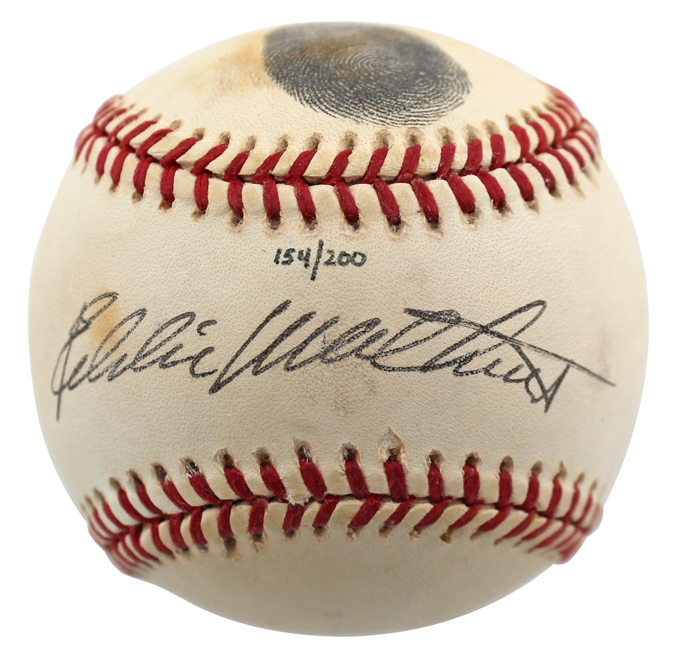 Braves Eddie Mathews Signed Thumbprint Onl Baseball LE #154/200 BAS #BD23277 - Image 2