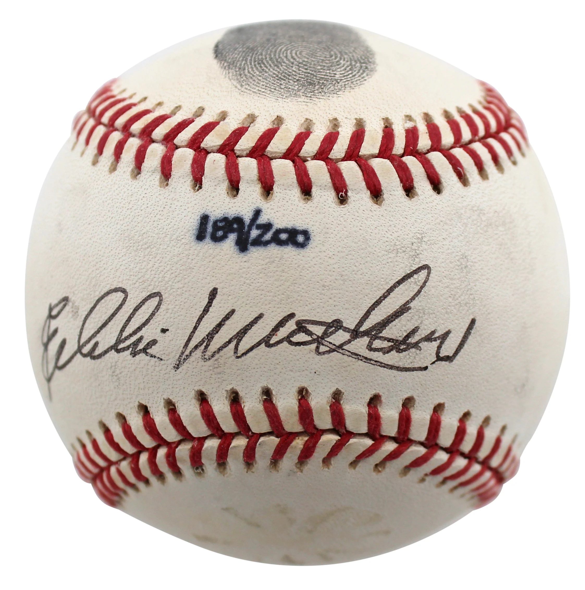 Braves Eddie Mathews Signed Thumbprint Onl Baseball LE #189/200 BAS #BD23275 - Image 2