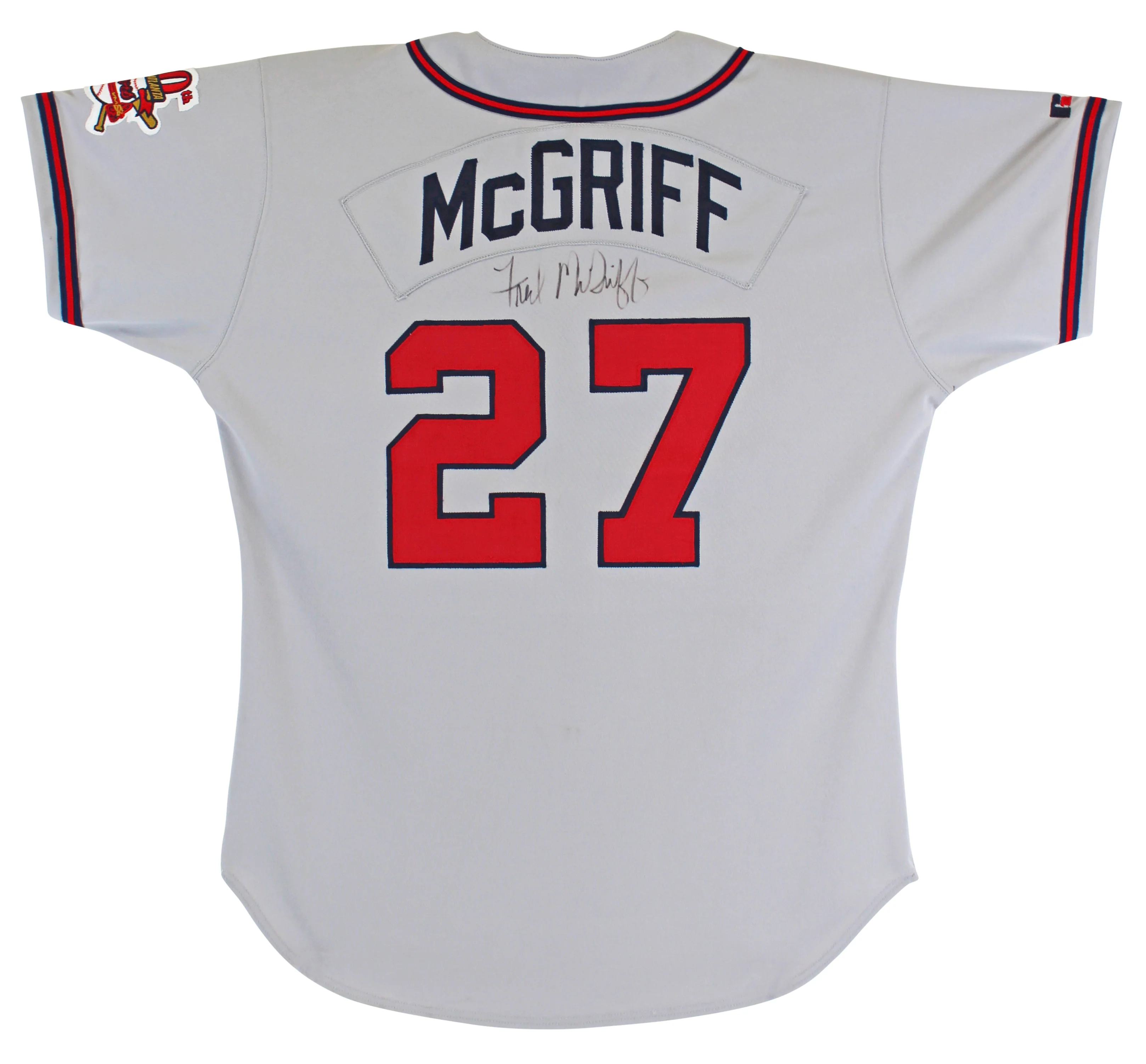 Braves Fred McGriff Signed 1995 Game Worn Grey Russell Athletic Jersey BAS - Image 3